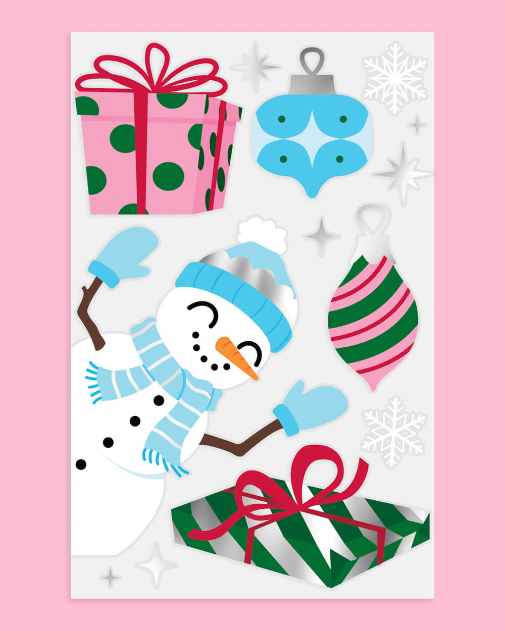 Winter Wonderland Window Clings - 6 Silver Foil And Color Sheets