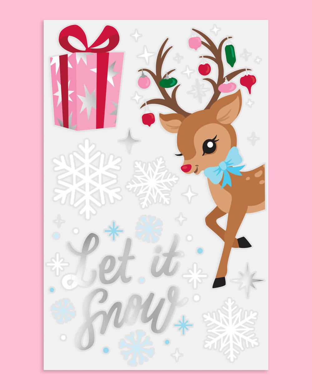 Winter Wonderland Window Clings - 6 Silver Foil And Color Sheets