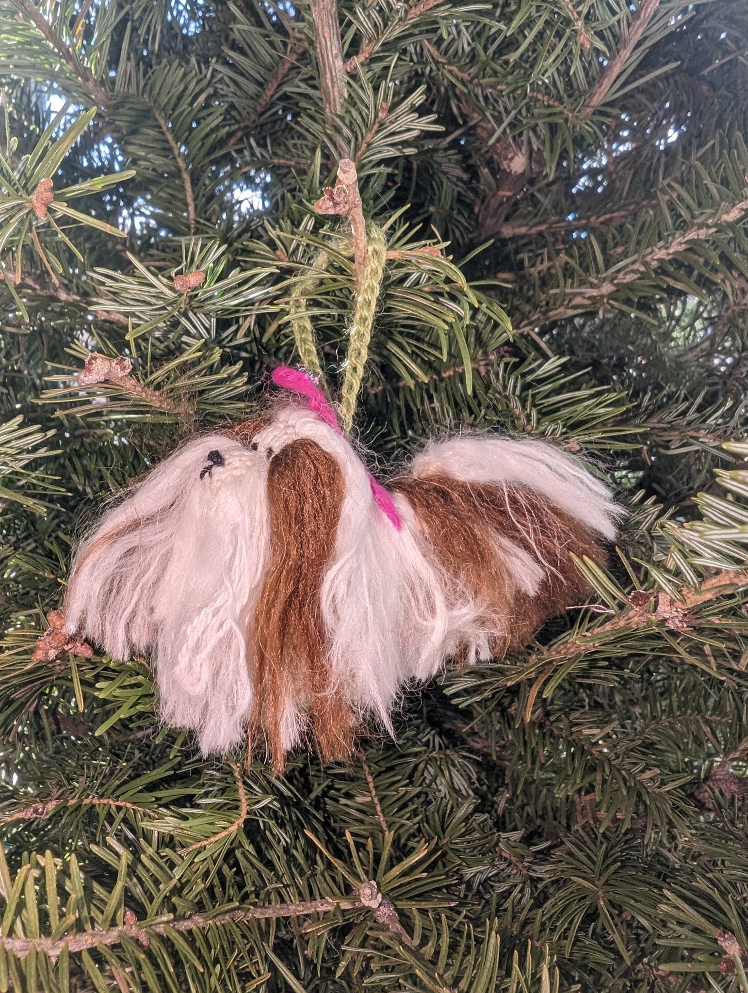 Hand Knit Alpaca Wool Christmas Ornament - Shih Tzu Dog
