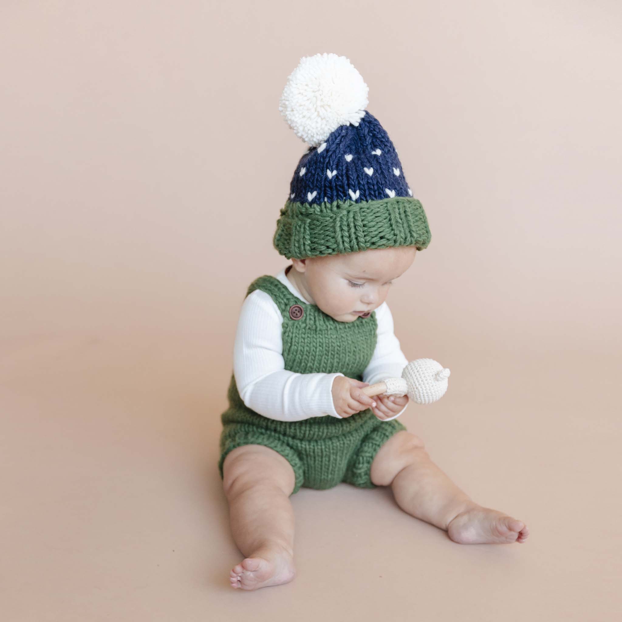 Hand-knit Romper, Olive