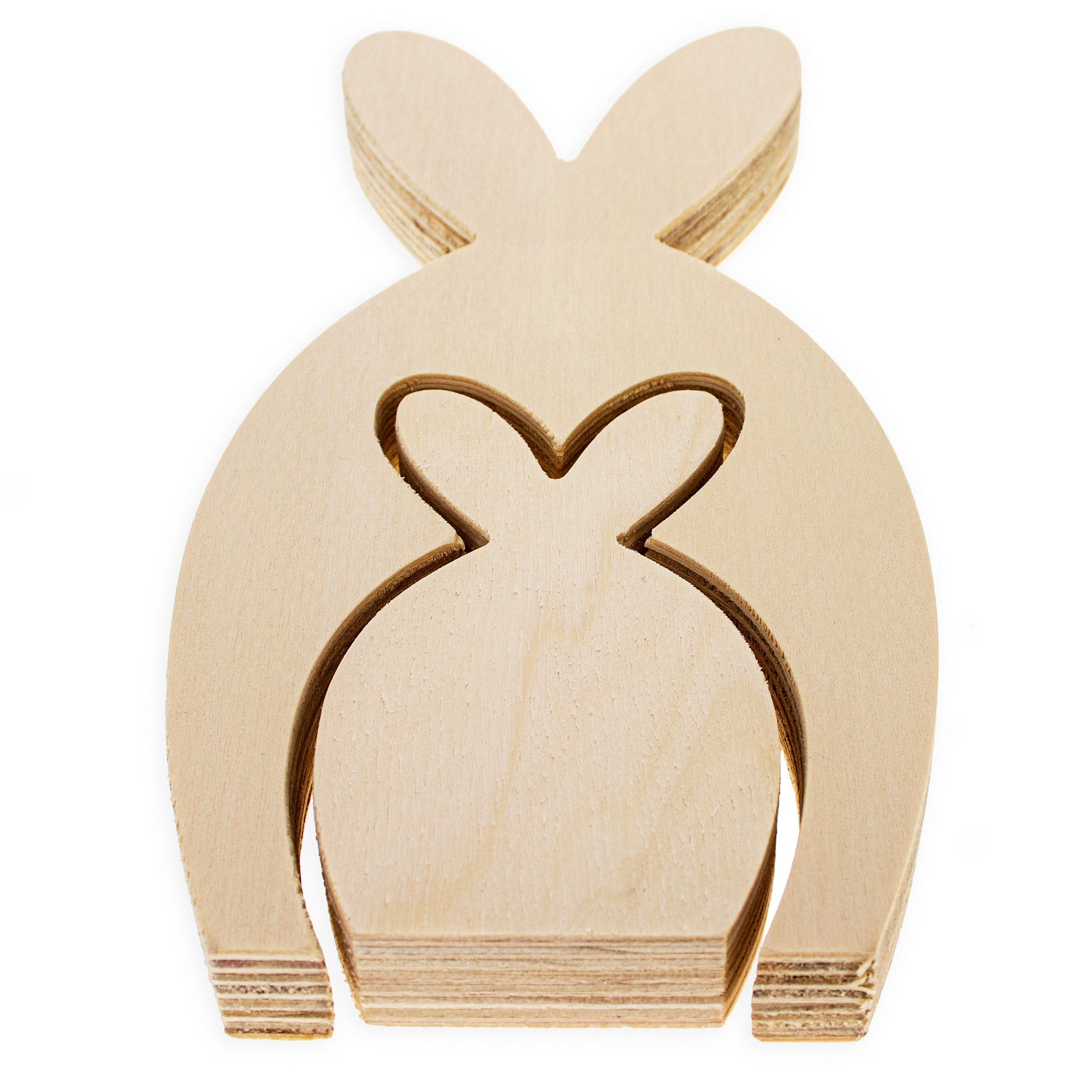 Set Of 2 Unfinished Wooden Bunny Shape Figurines Cutouts Diy Craft 9.5 Inches