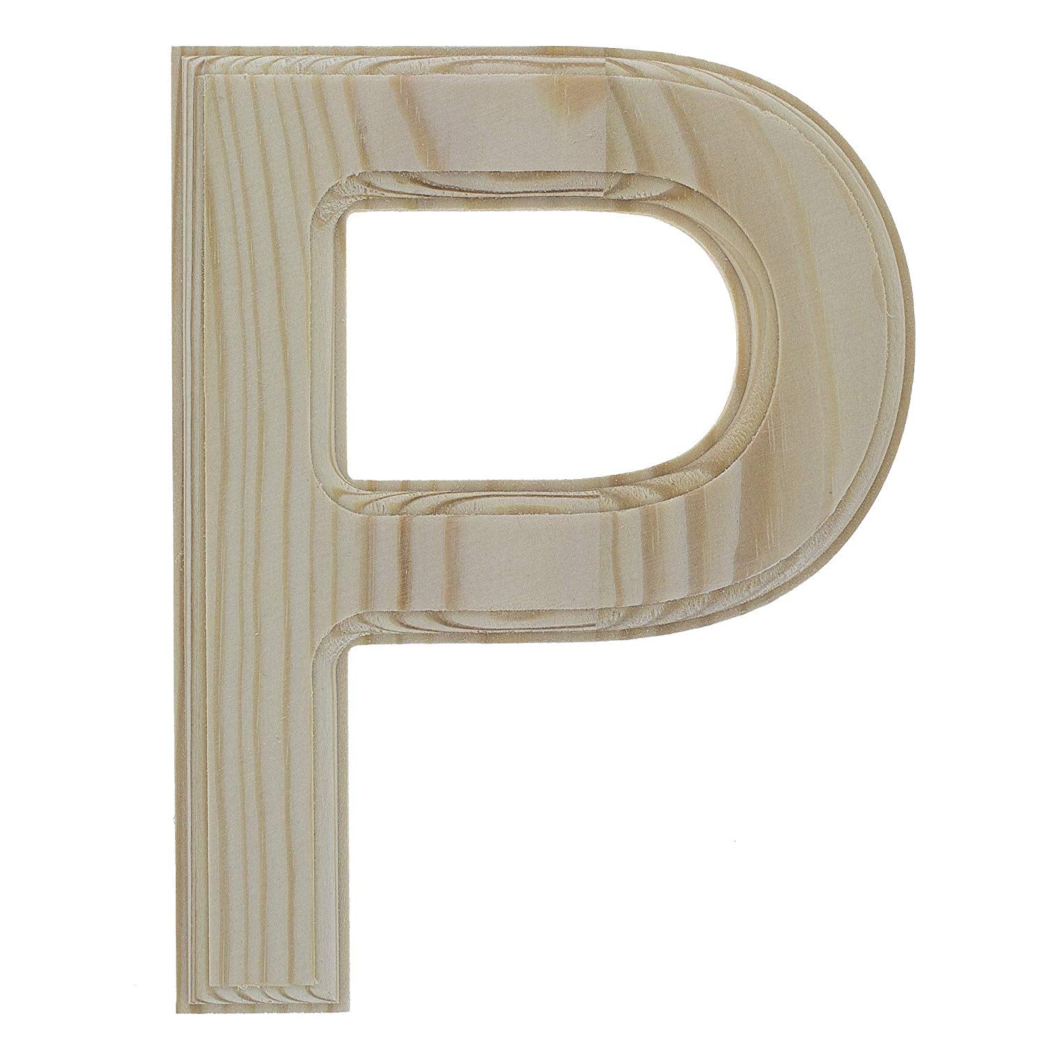 Unfinished Wooden Arial Font Letter P (6.25 Inches)