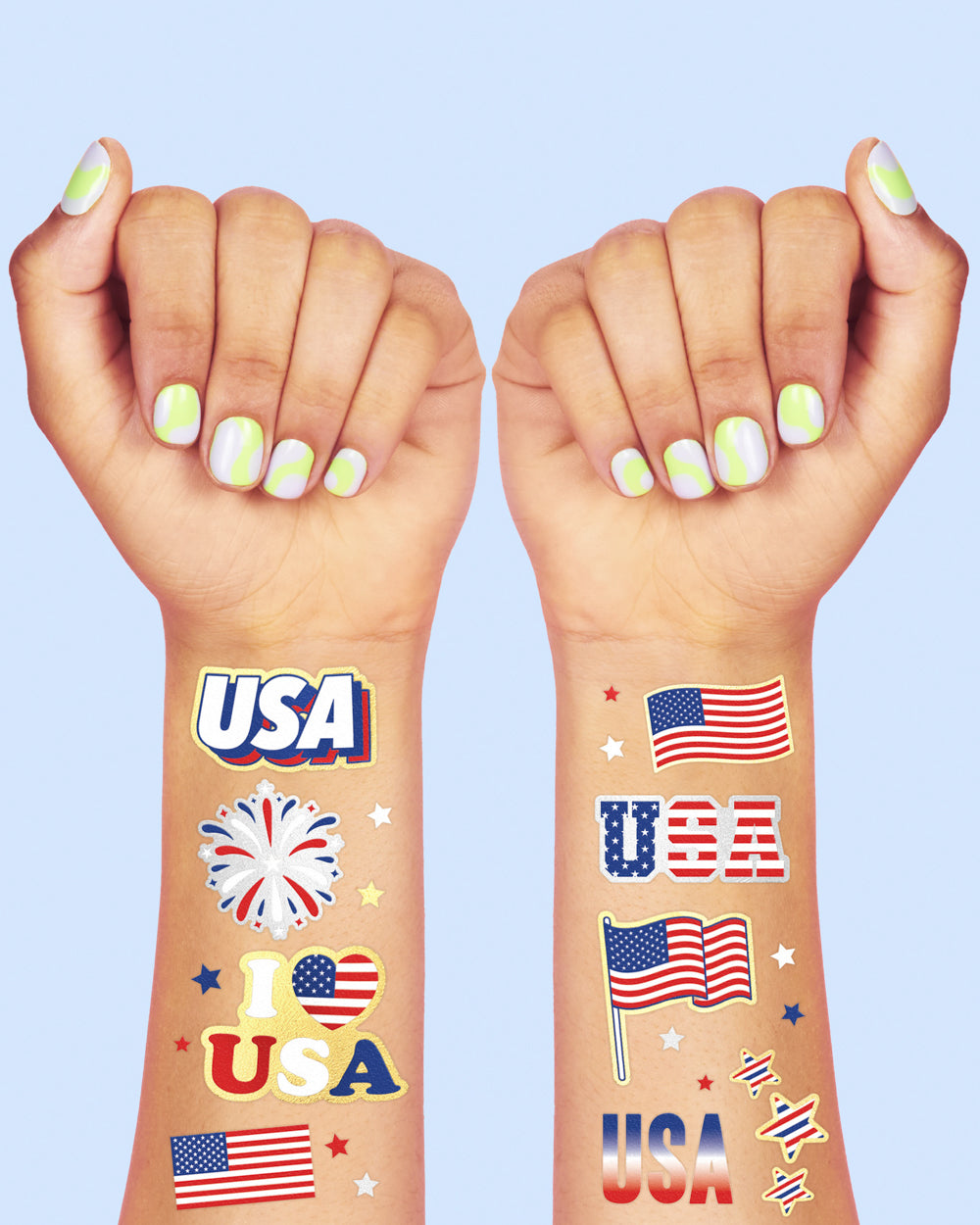 Stars & Stripes Tats - 70 Foil Temporary Tattoos