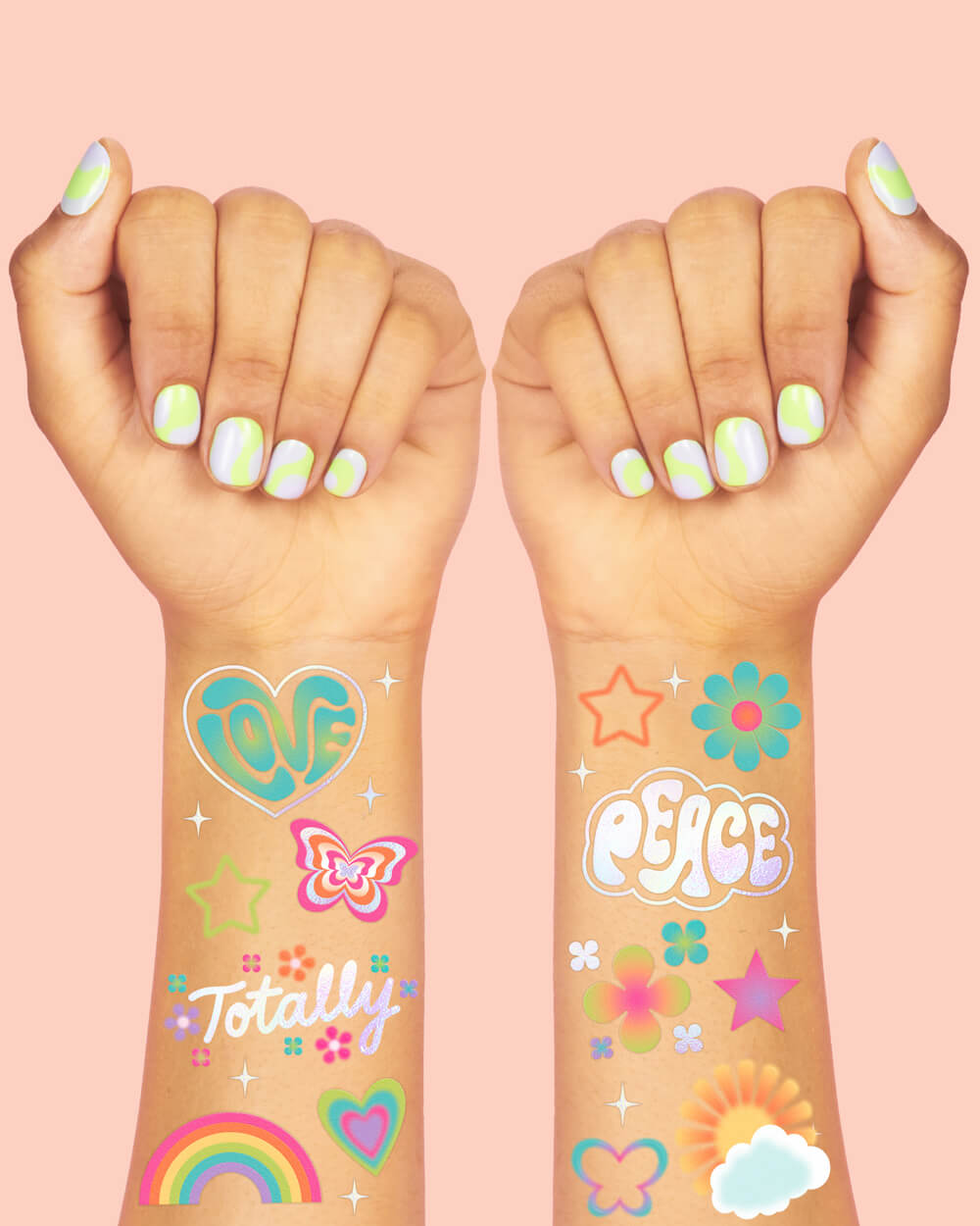 Groovy Rainbow Tats - 68 Temporary Tattoos