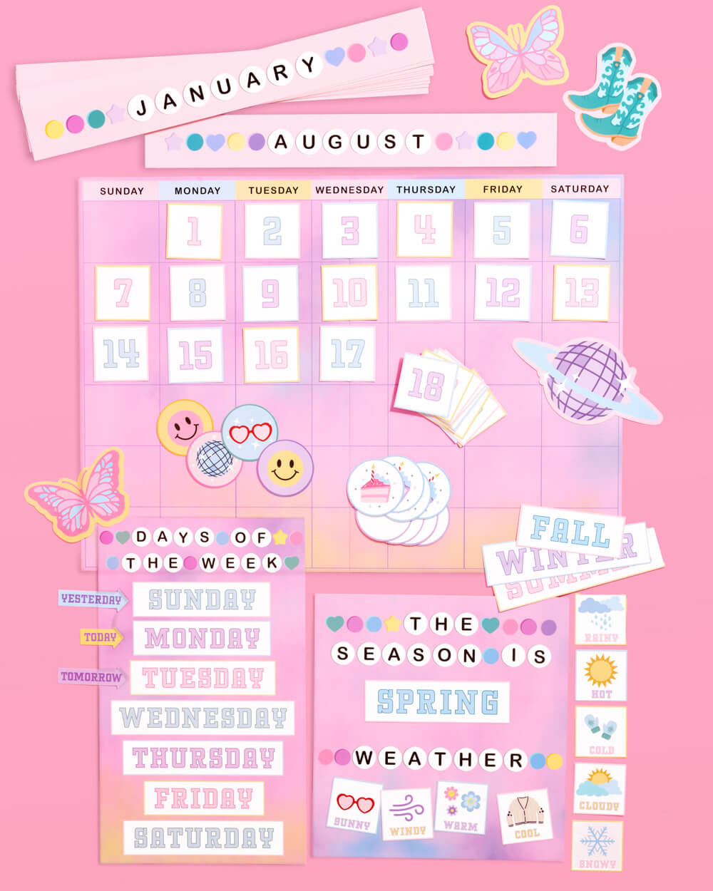 Eras Classroom Calendar Set - 79 Bulletin Board Pieces