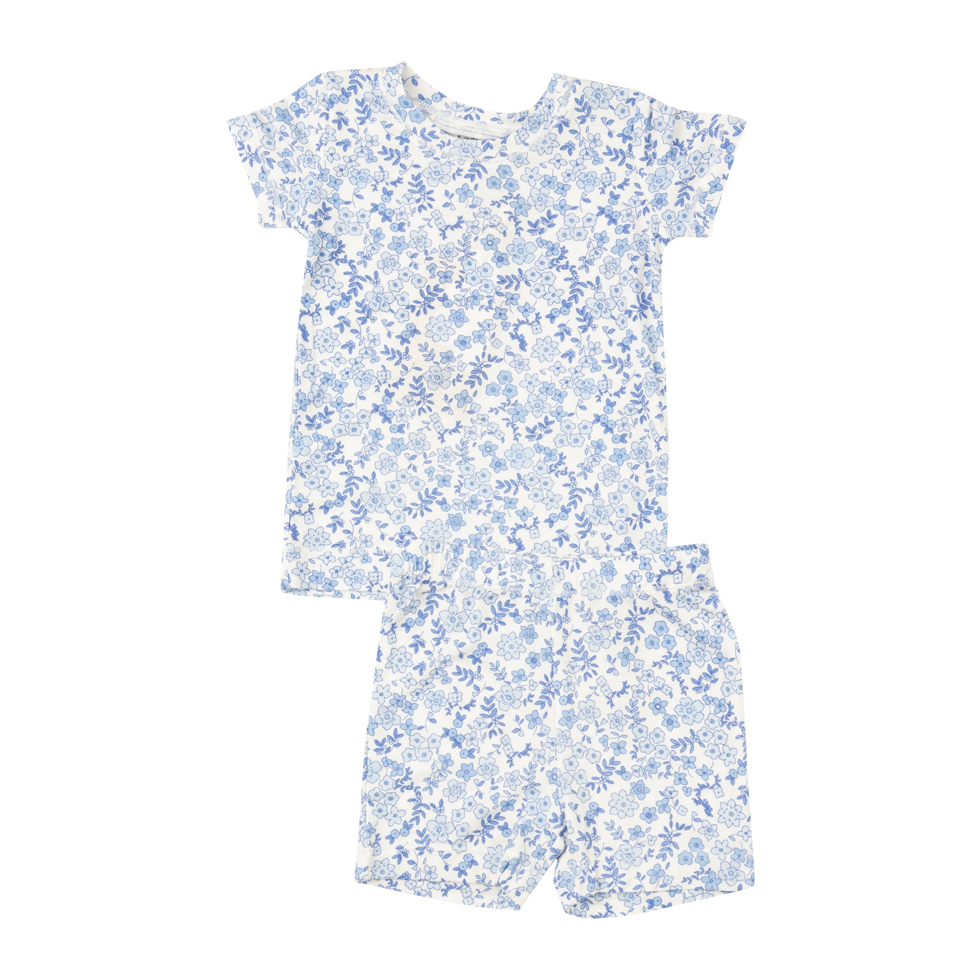 Short Lounge Wear Set - Blue Calico Floral