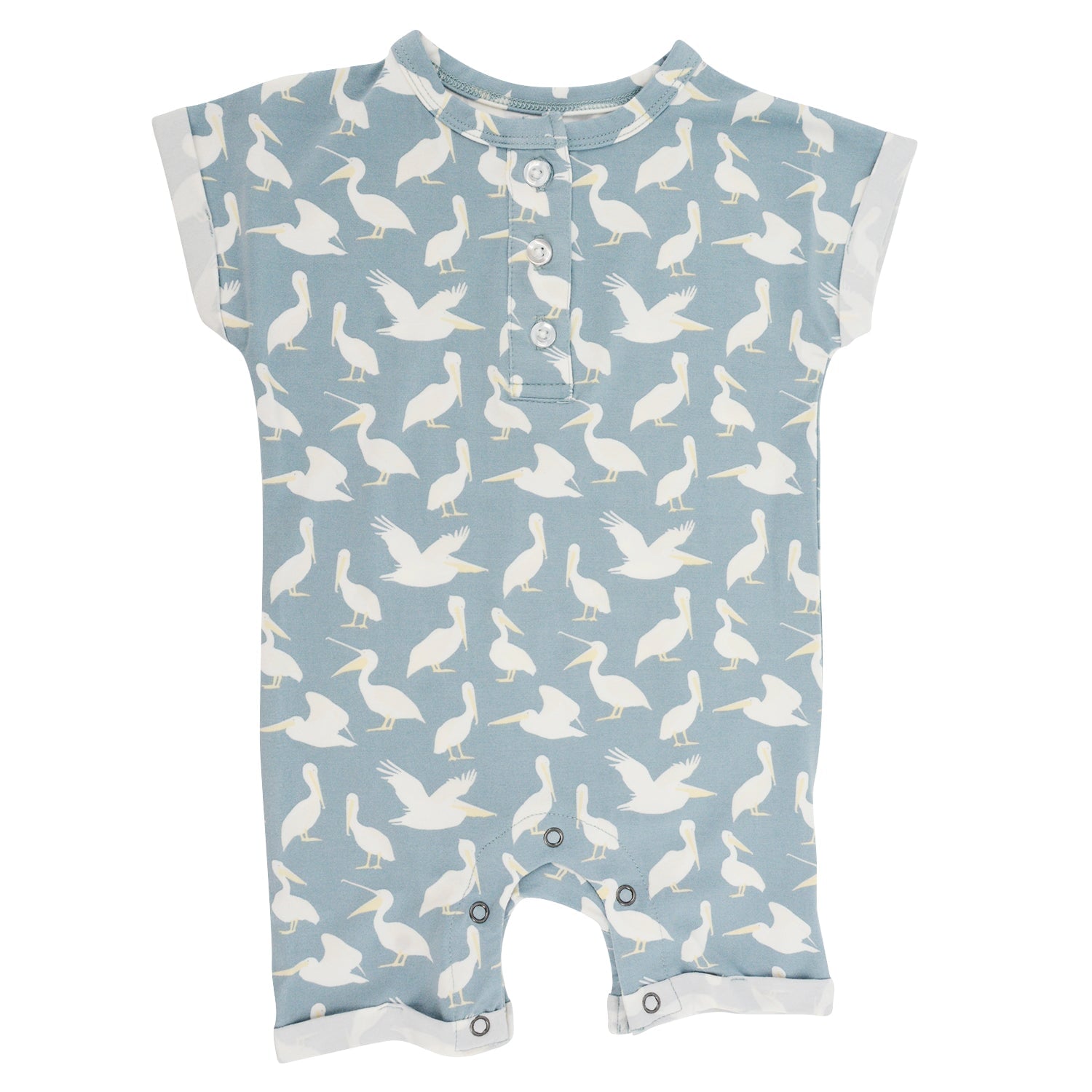 Button Romper - Pelican