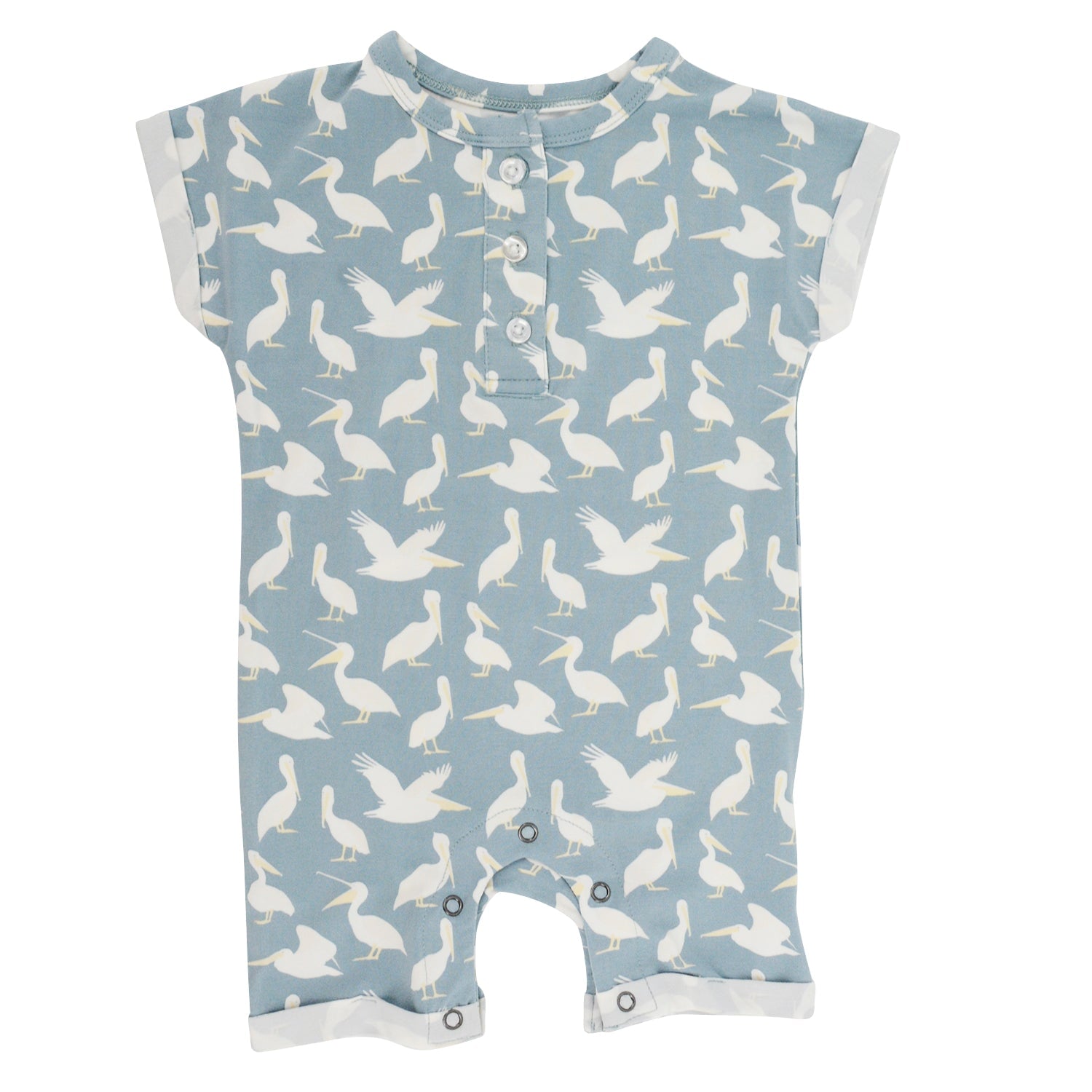 Button Romper - Pelican