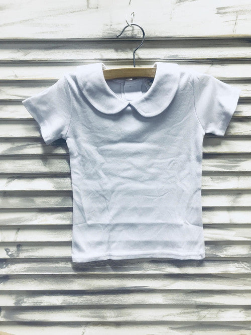 Unisex Short Sleeve Peter Pan Collar Shirt