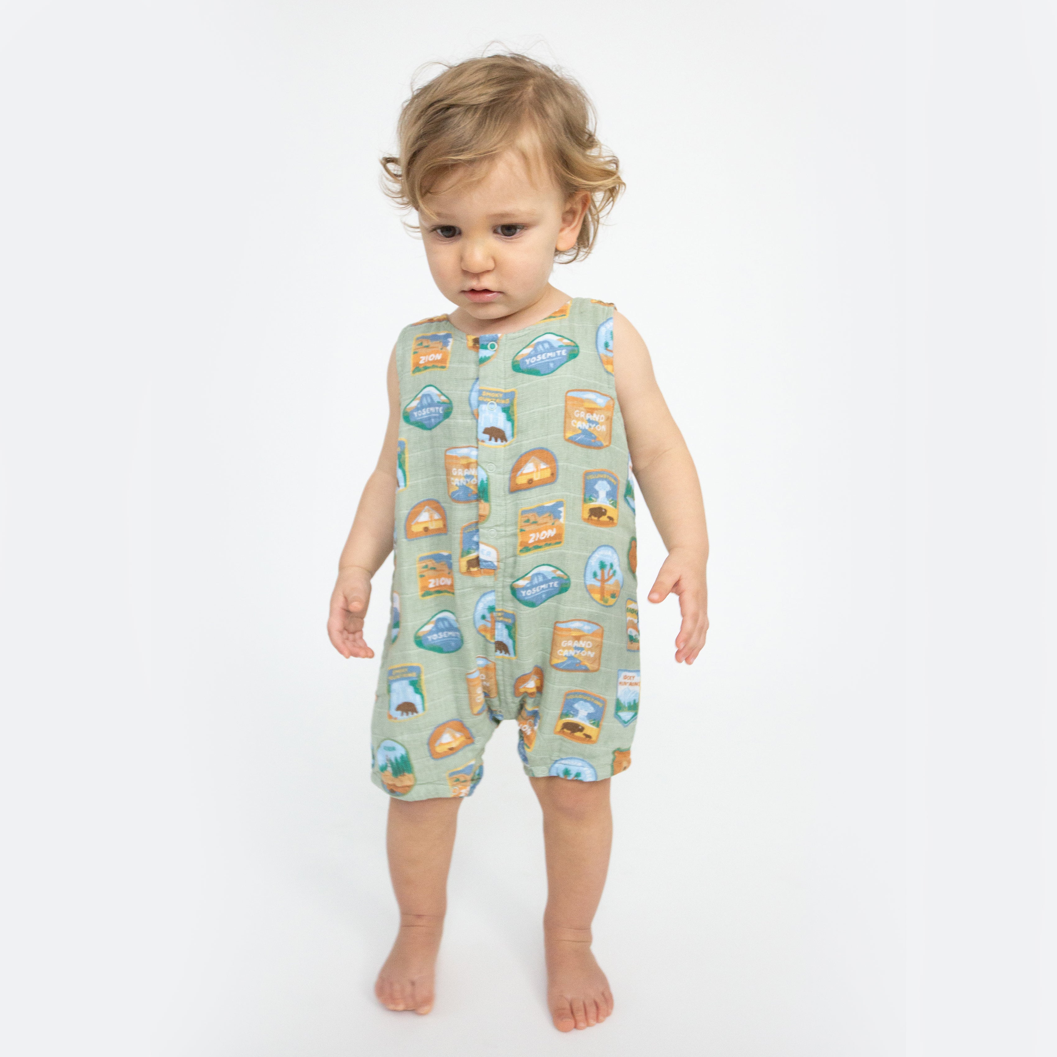 Shortie Romper - National Park Patches