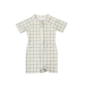 Short Sleeve Rashguard Swimsuit | Upf + Recycled - Fern Plaid