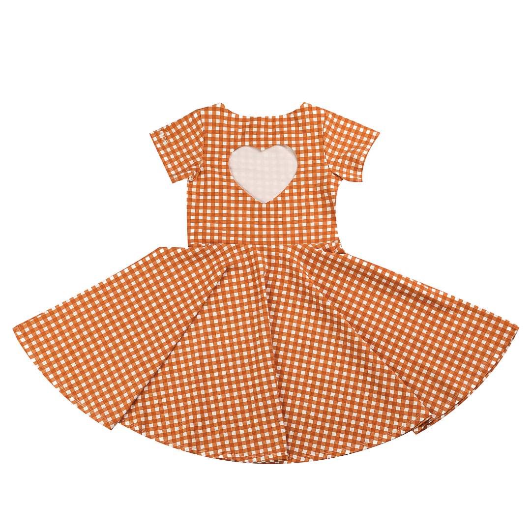 Sweetheart Twirl Dress | Organic Cotton Jersey - Sienna Gingham | Gco2260