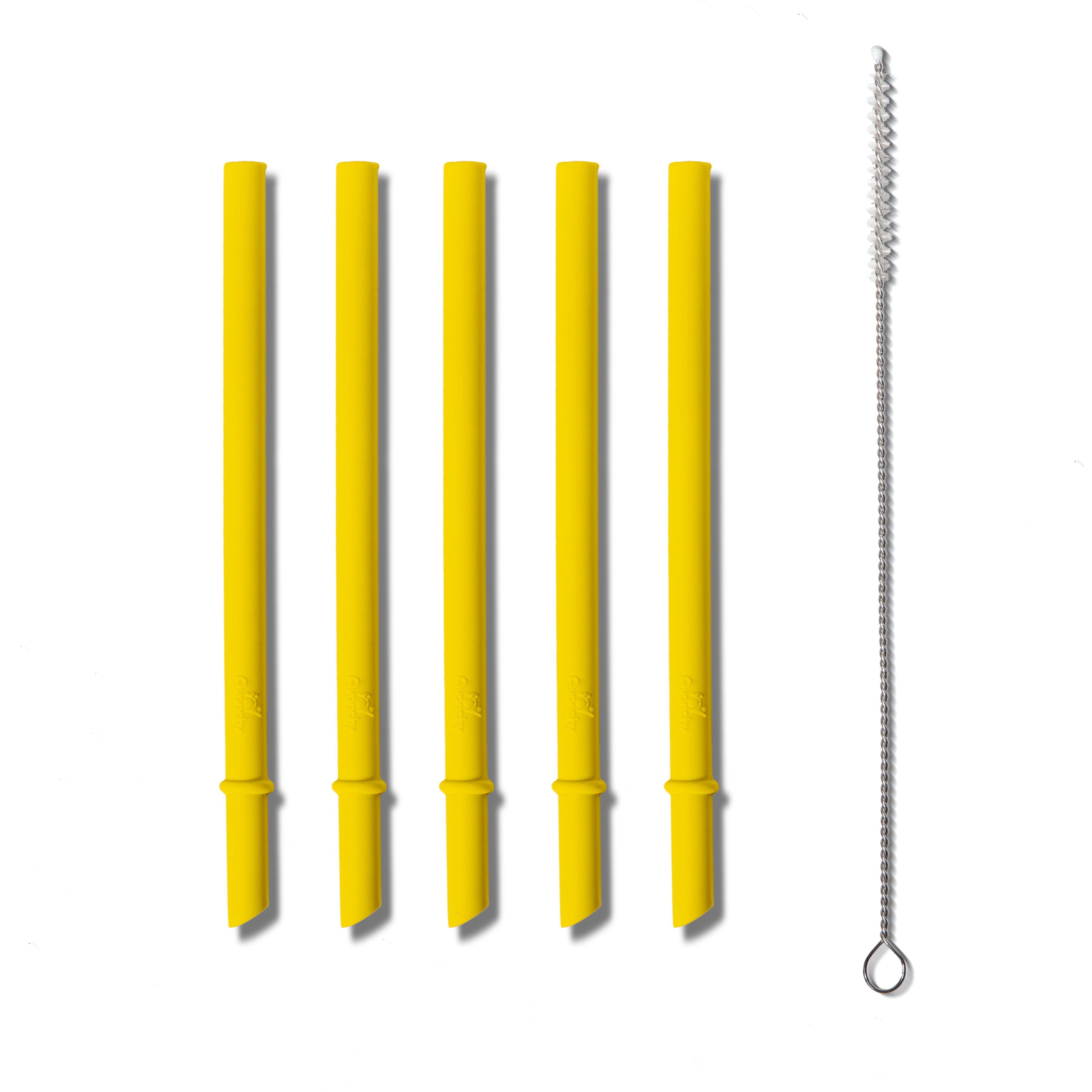 Avanchy Silicone Straws 5 Pack With Cleaning Brush