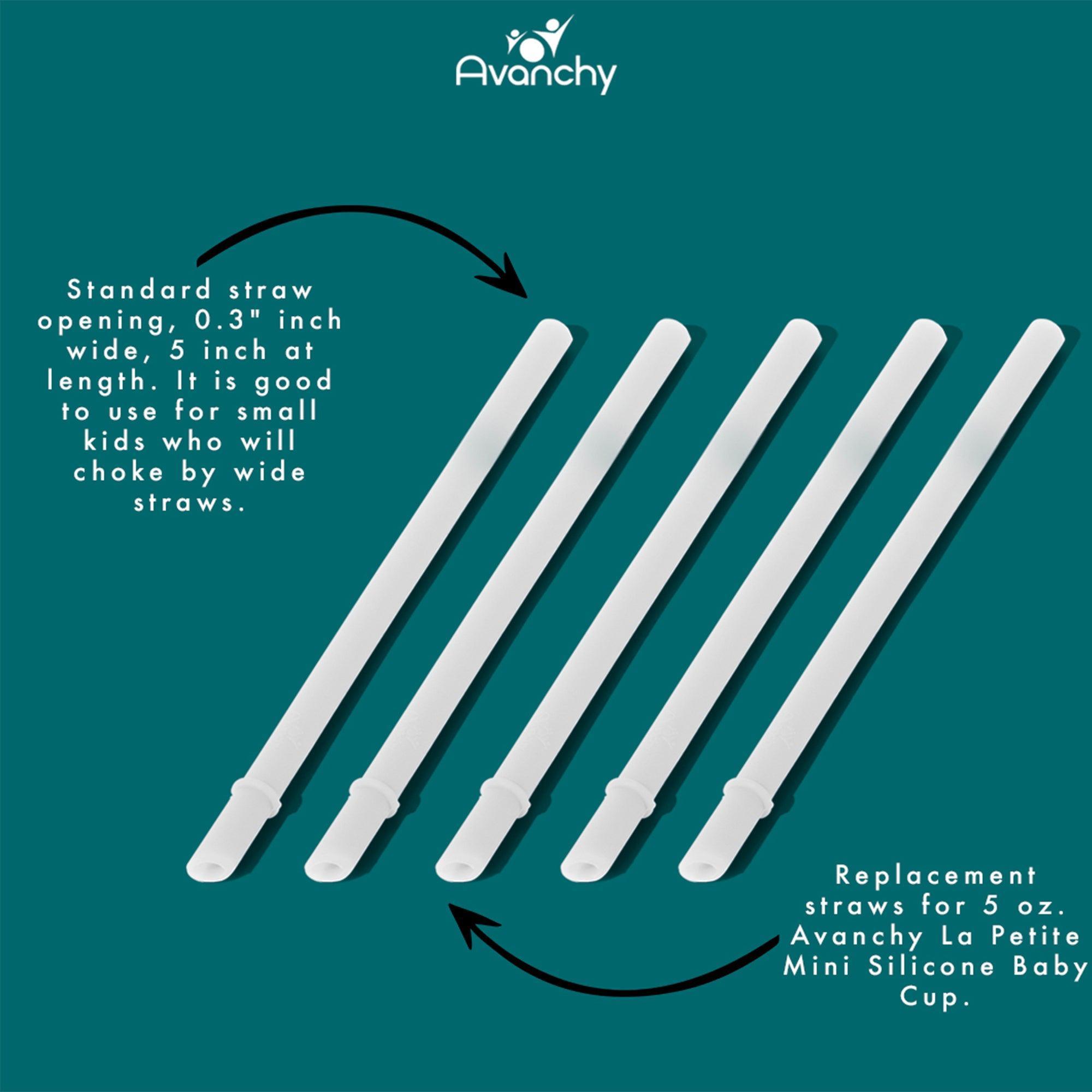 Avanchy Silicone Straws 5 Pack With Cleaning Brush