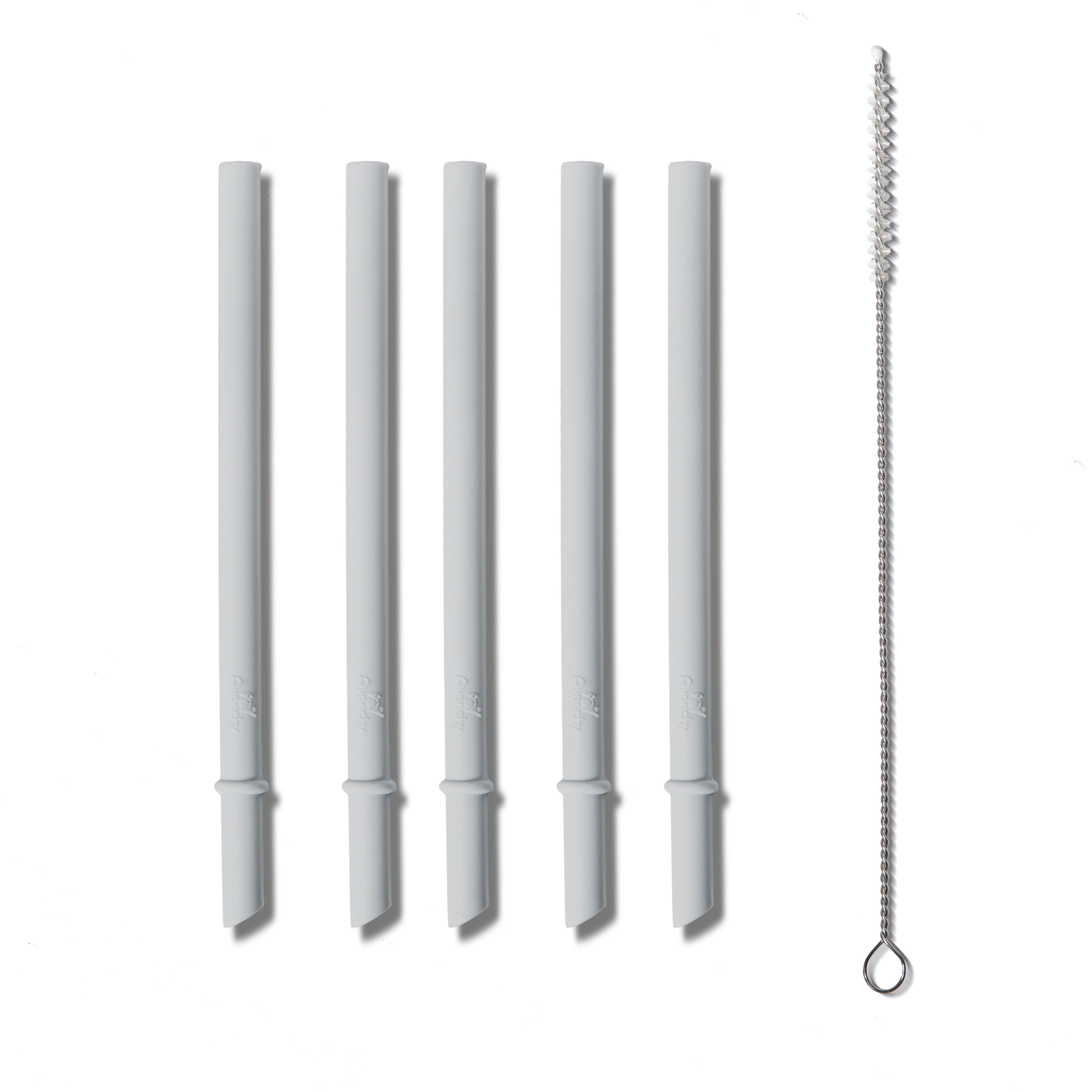 Avanchy Silicone Straws 5 Pack With Cleaning Brush