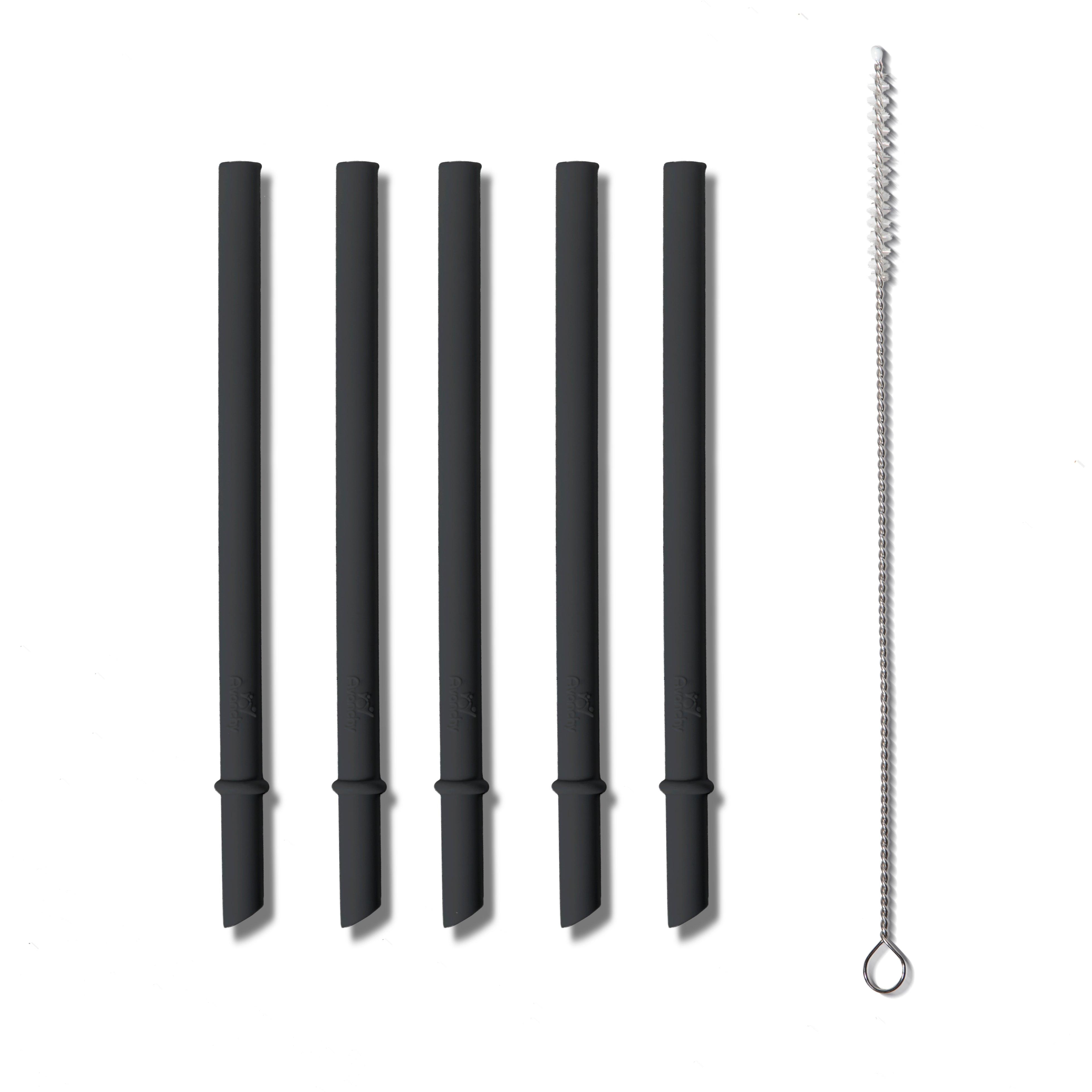 Avanchy Silicone Straws 5 Pack With Cleaning Brush