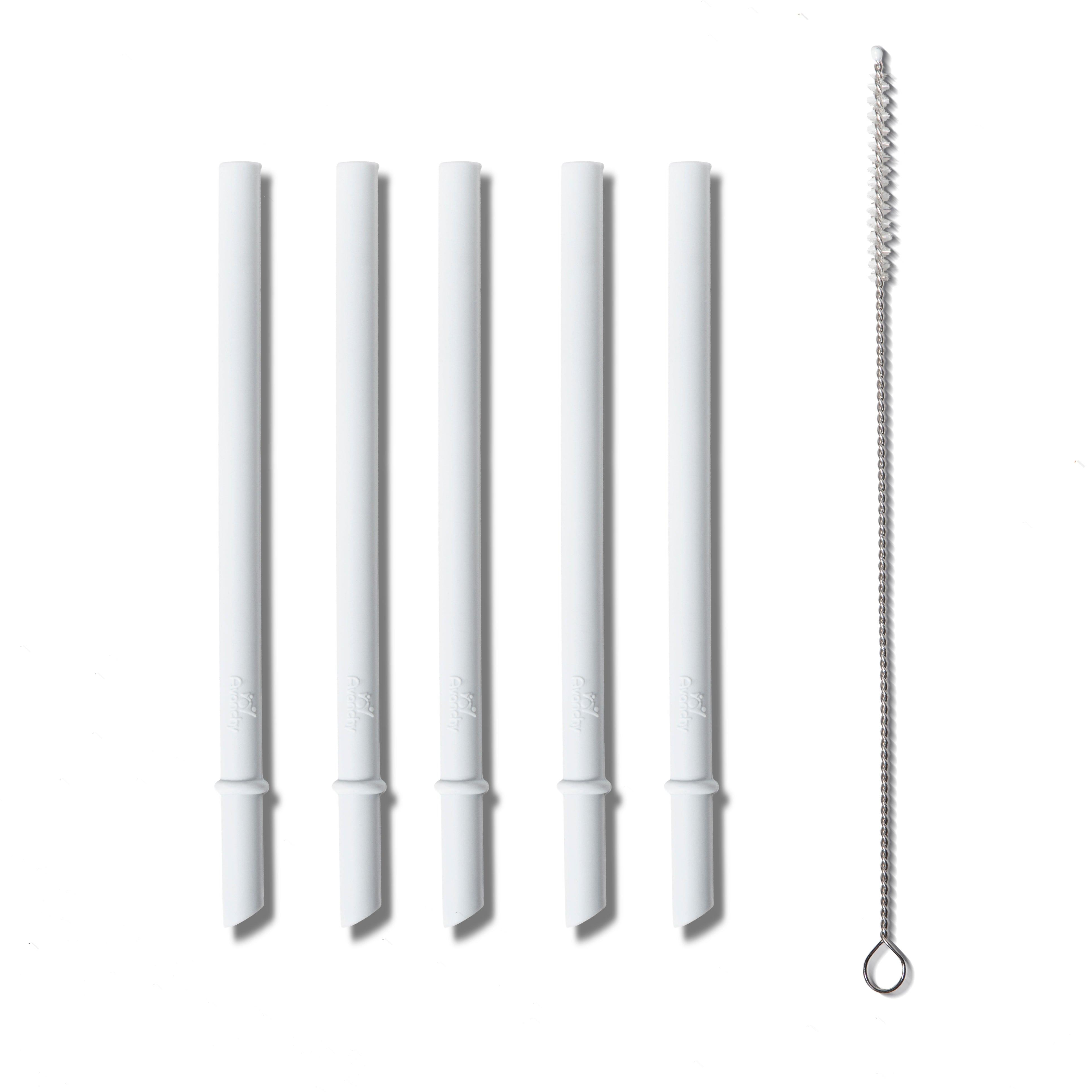 Avanchy Silicone Straws 5 Pack With Cleaning Brush