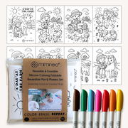 Reversible Foldable Opaque Silicone Coloring Mat & Markers Set - A Day At The Farm