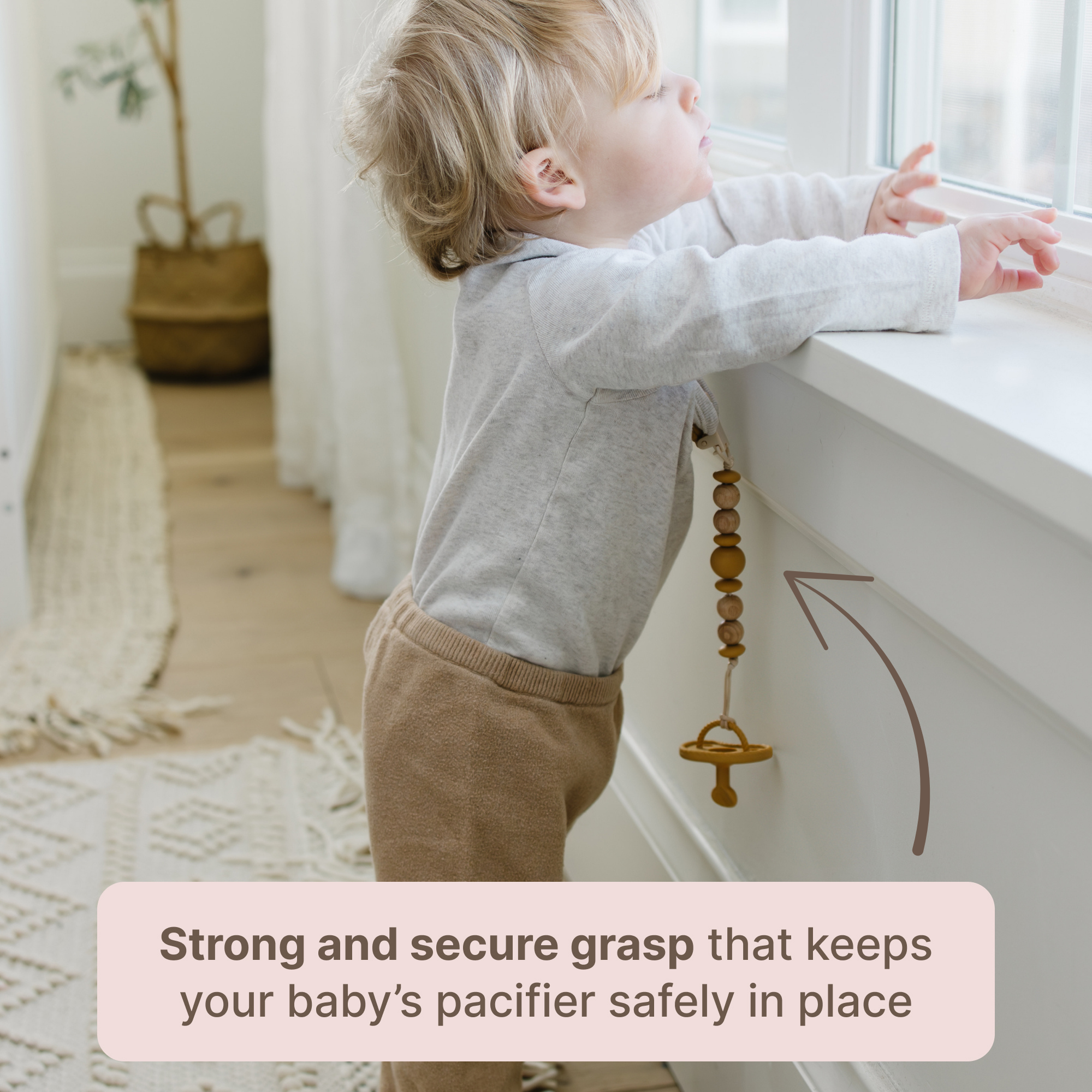 Metal-free Beaded Silicone And Beech Wood Pacifier Clips