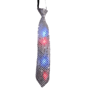 Silver Tie With Led Flashing Lights