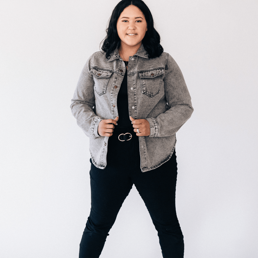 Silver Gray Denim Jacket - Women