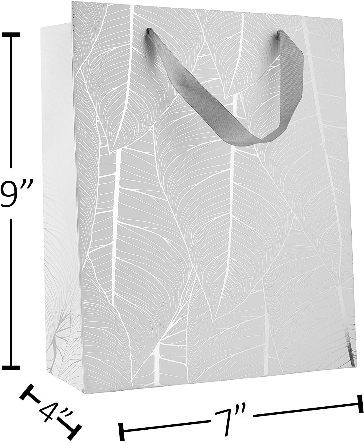 Leaf Design Silver Gift Bags 12 Pack 12.5"x10.25"x4.75"