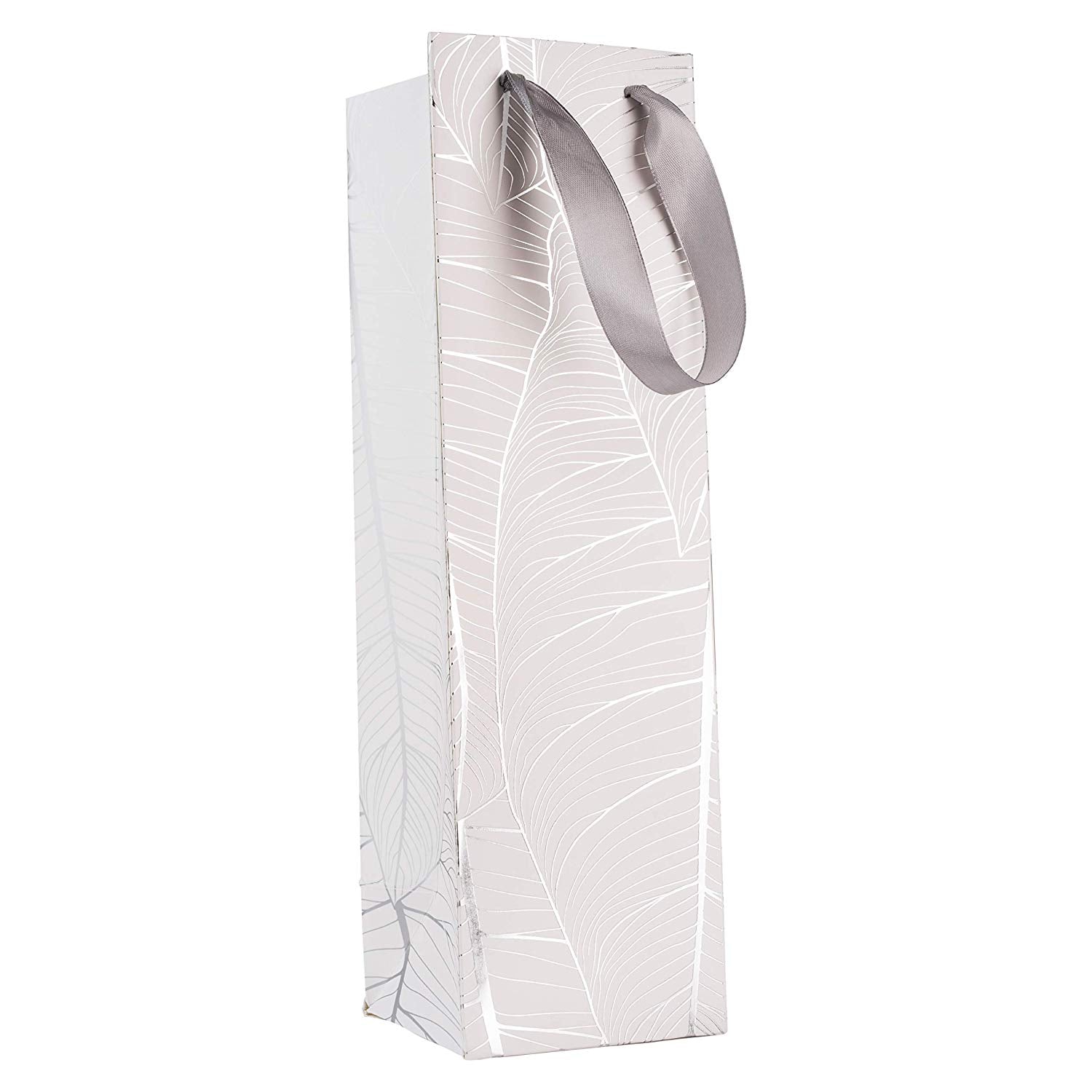 Leaf Design Silver Gift Bags 24 Pack Wine 14"x4"x4"