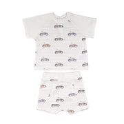 Simon | Boys Cars Print Waffle Cotton Shorts Set