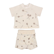 Simon | Boys Badminton Print Waffle Cotton Shorts Set