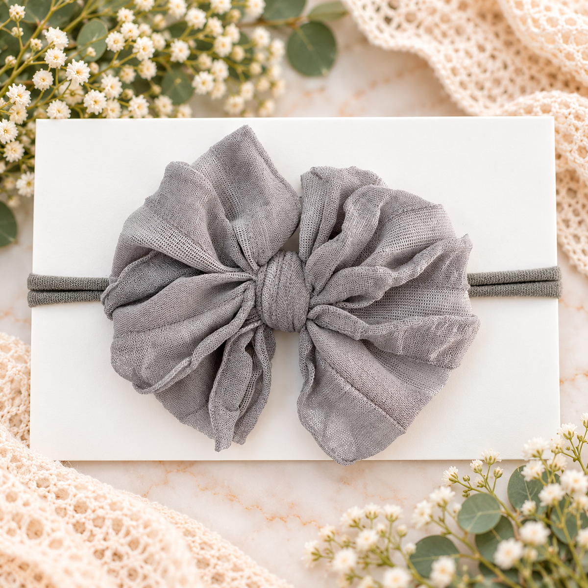 Sterling | Skinny Mini Nylon Ruffled Baby Headband