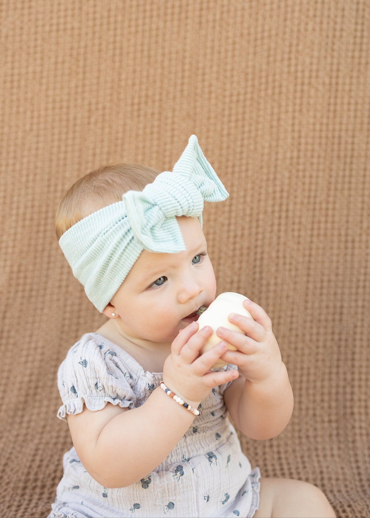 Sky Blue Ribbed Bow