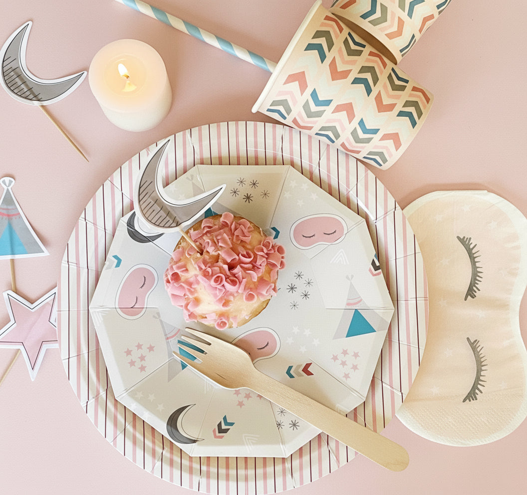 Pink Fine Stripes Plates (set Of 8)