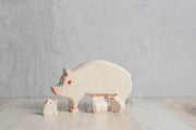 Wood Carved Pig With Piglets