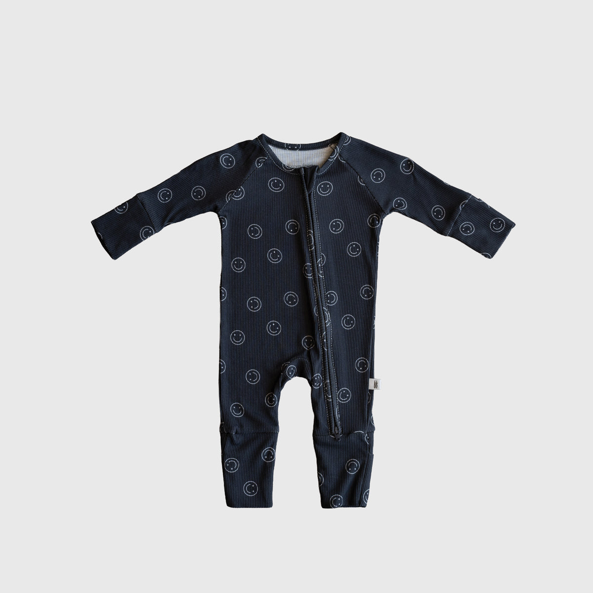 Bamboo Zip Pajamas | Smiley Ribbed