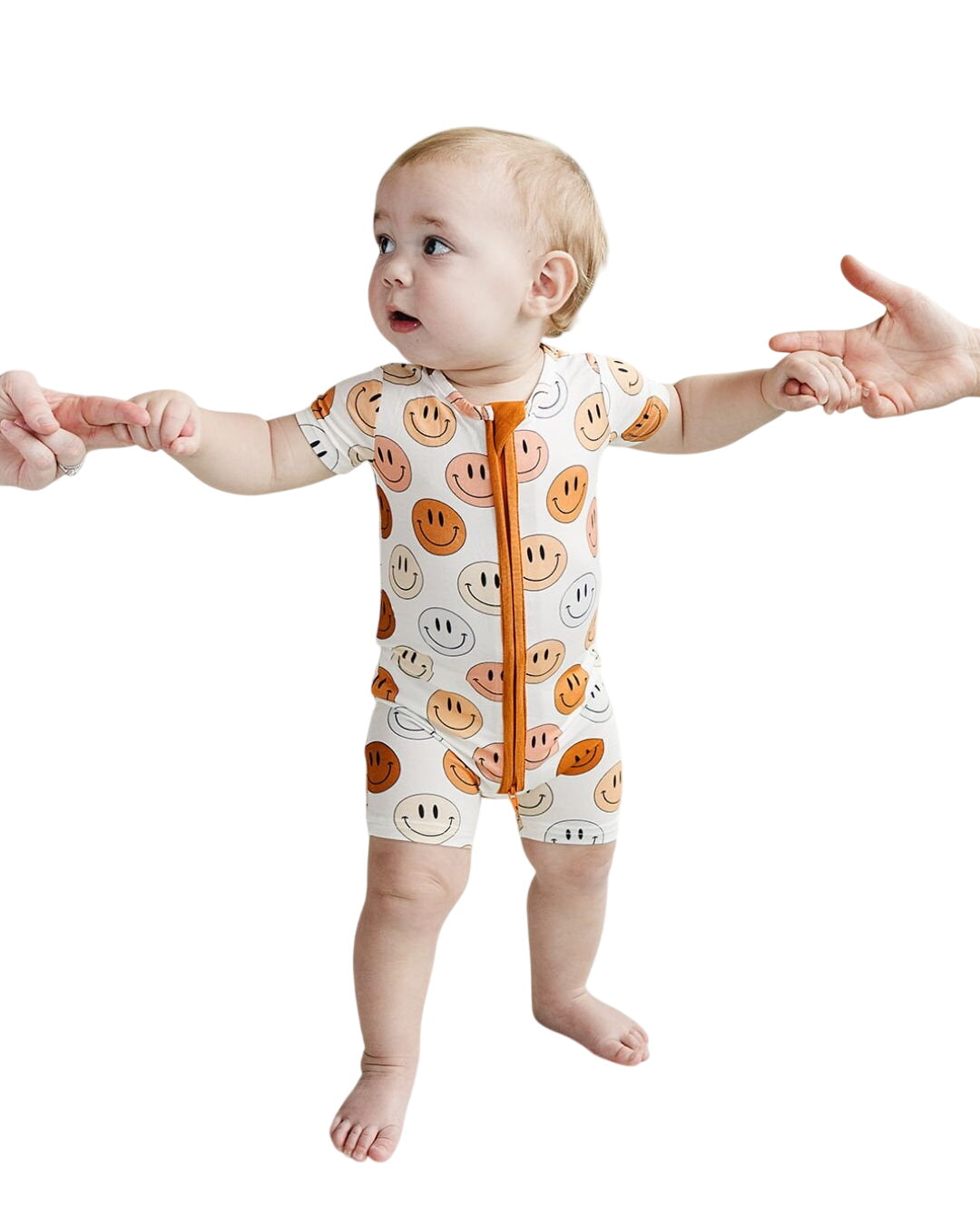 Smiley Bamboo Short Romper | Copper