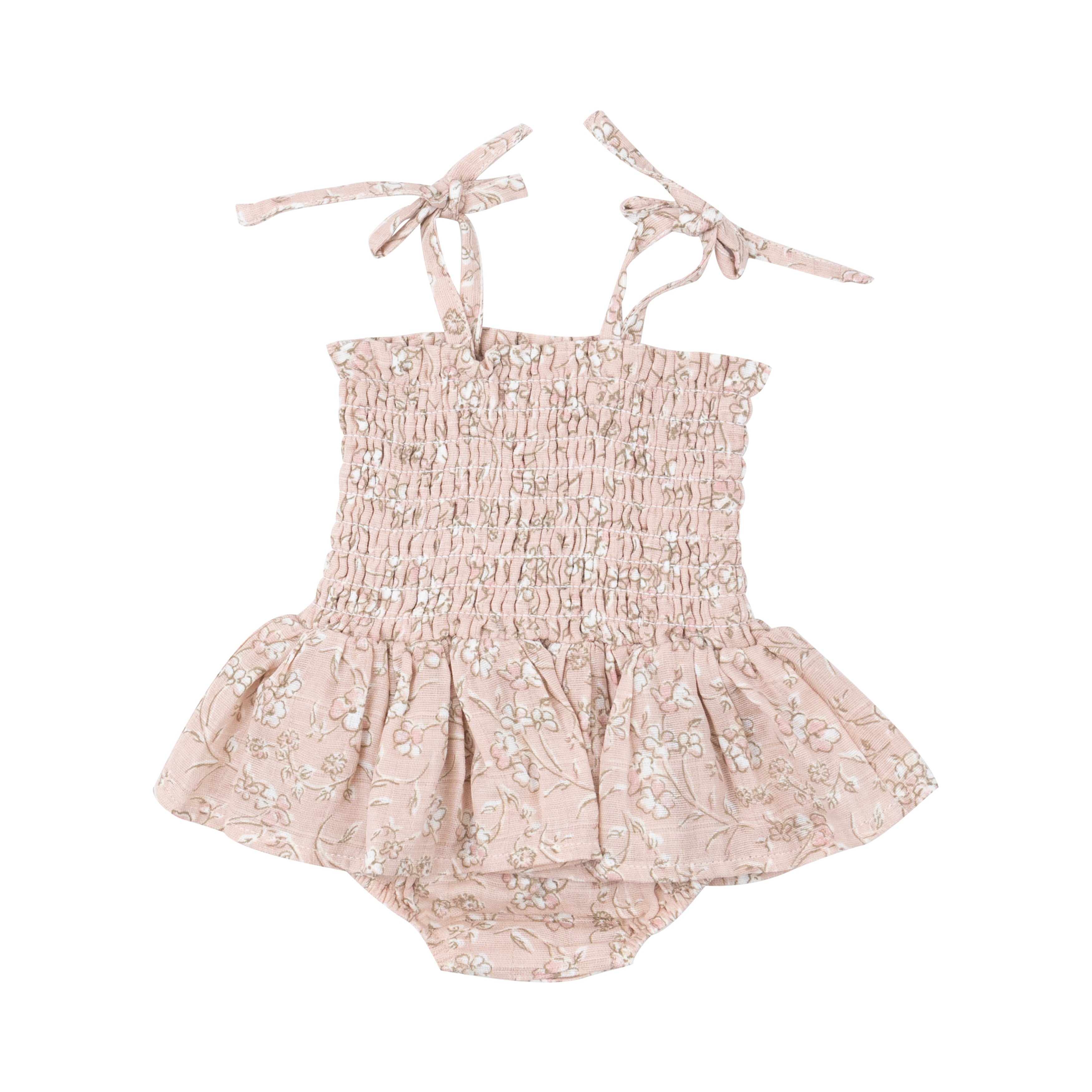 Smocked Bubble W/ Skirt - Baby's Breath Floral