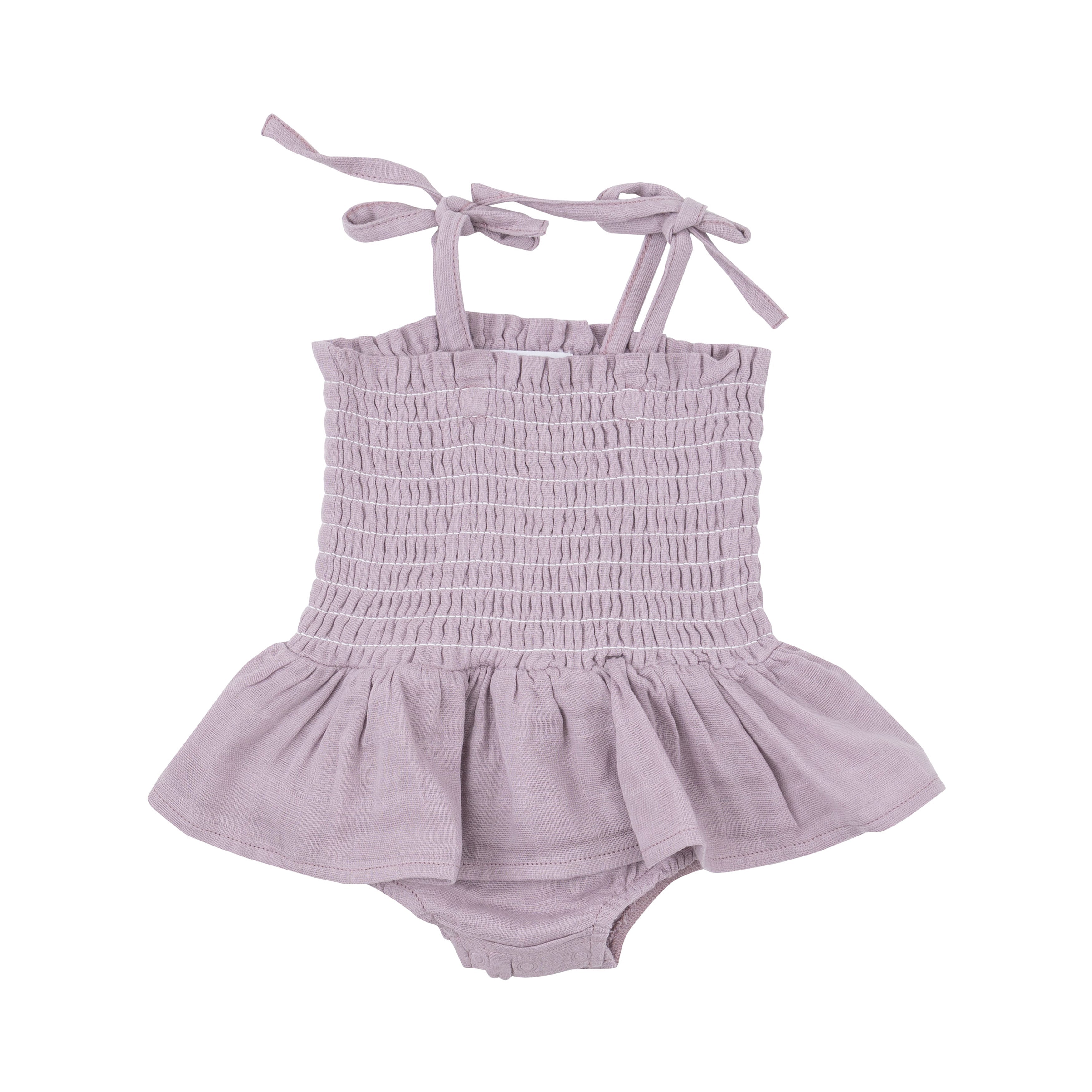 Smocked Bubble W/ Skirt - Dusty Lavender Solid Muslin