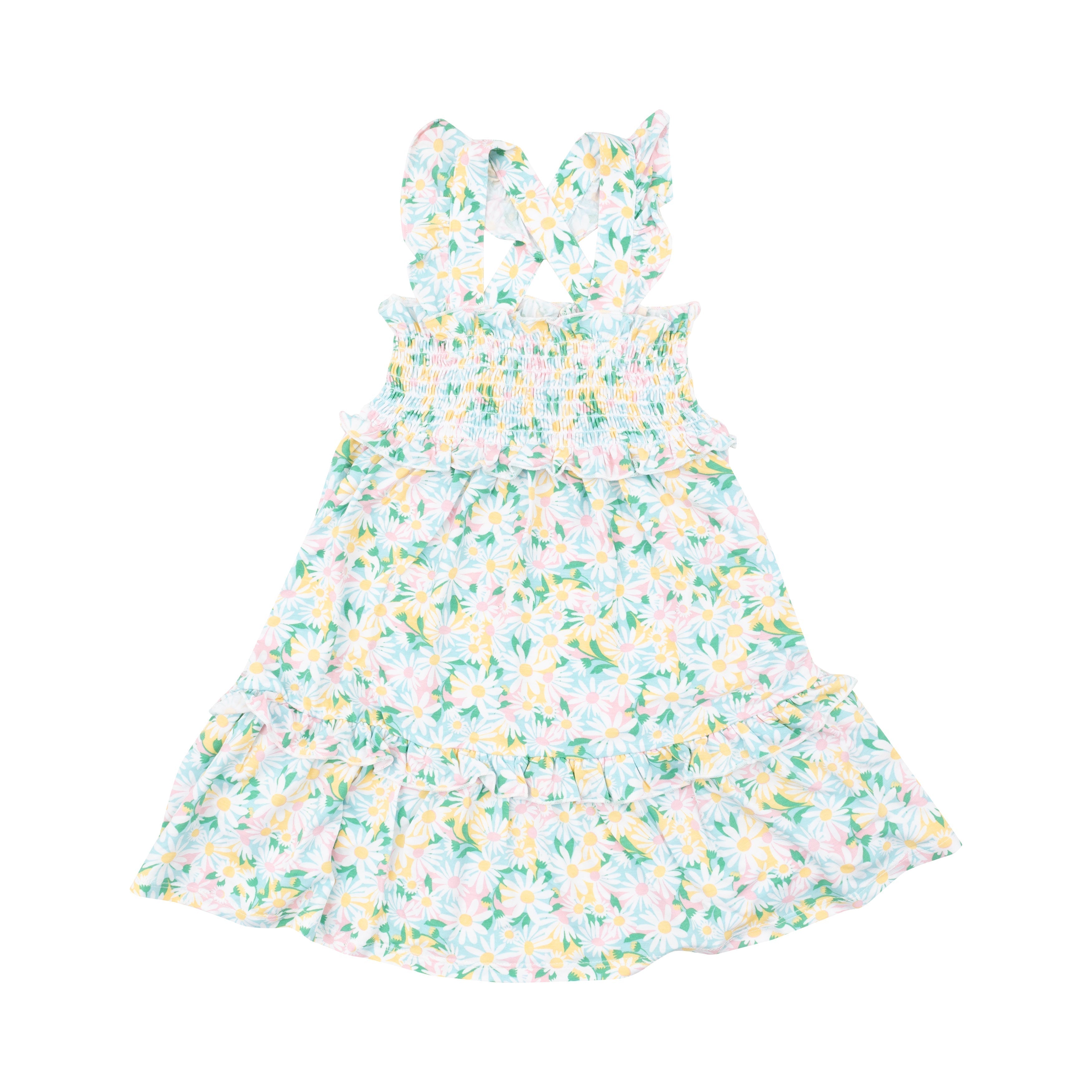 Smocked Ruffle Tiered Sundress - Color Fill Daisies