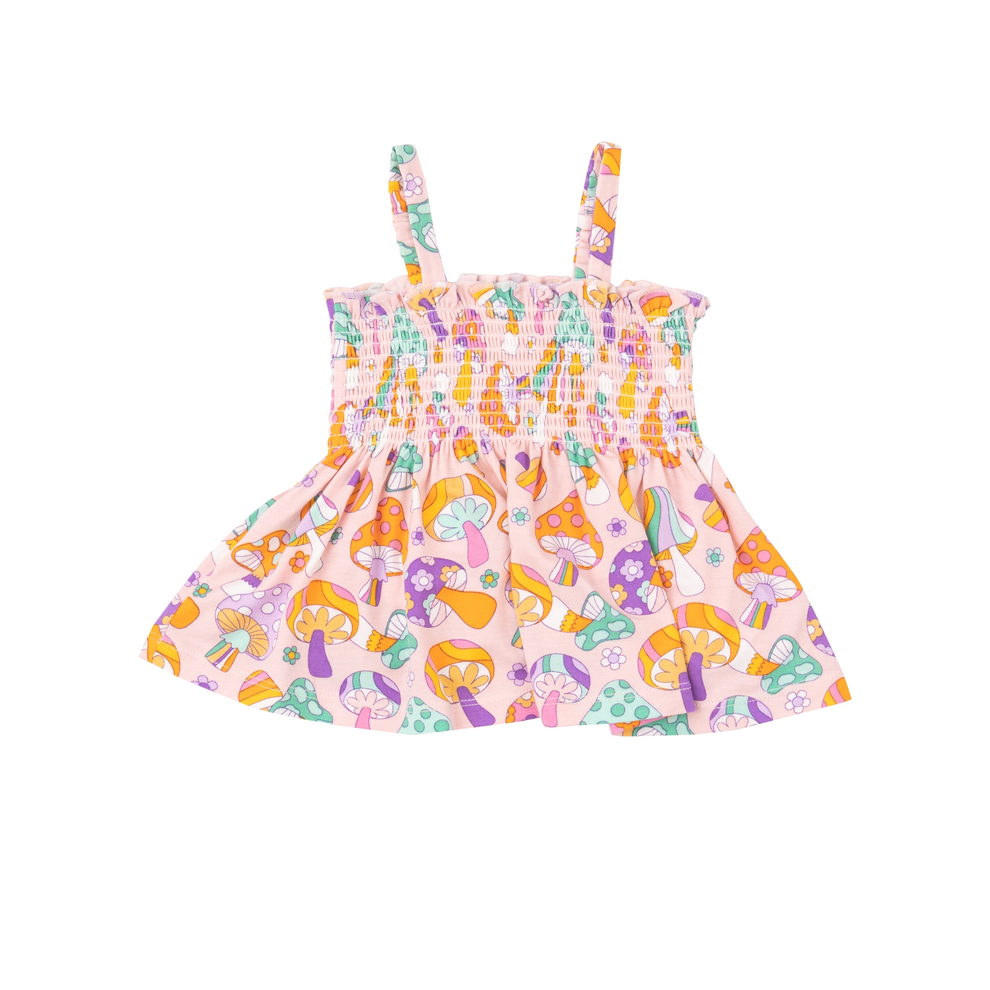 Smocked Top  & Bloomer - Flower Power Mushrooms