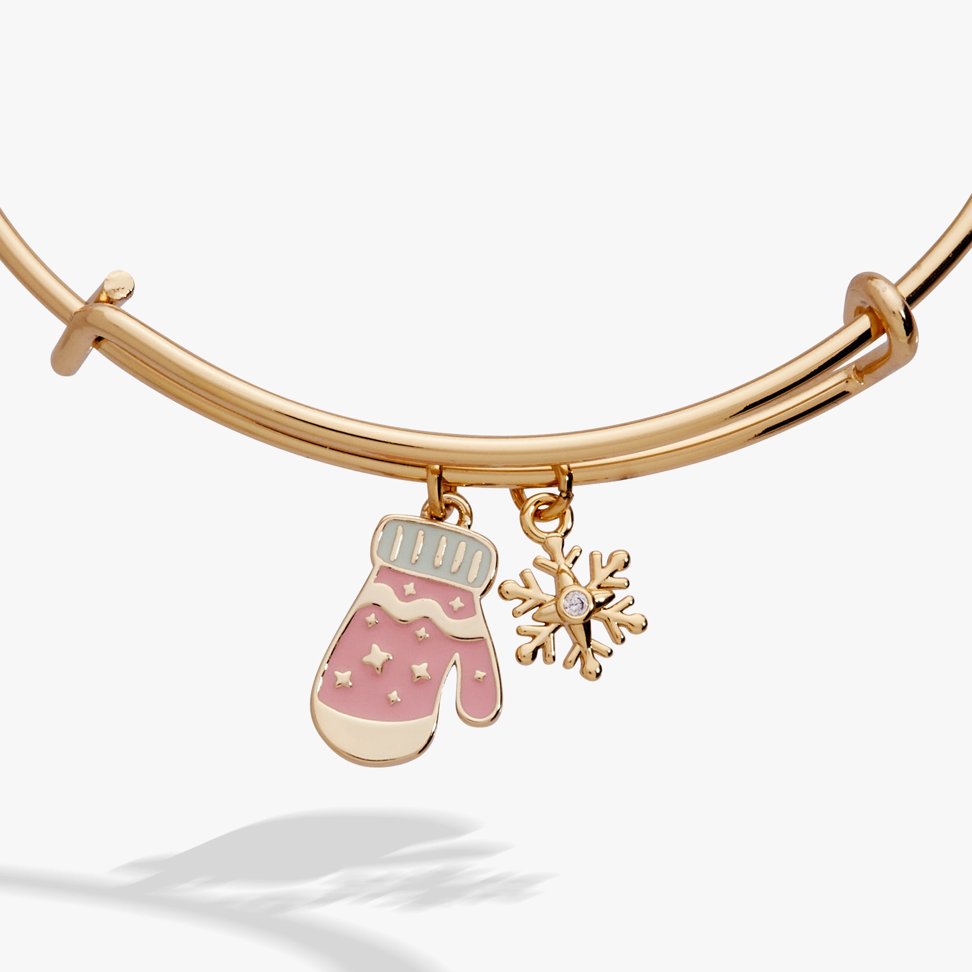 Winter Wonderland Mitten And Snowflake Charm Bangle
