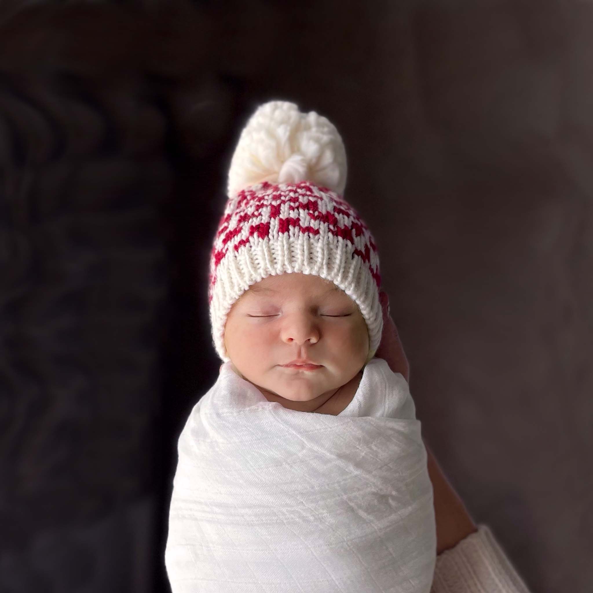 Snowfall Hat, Red And Cream