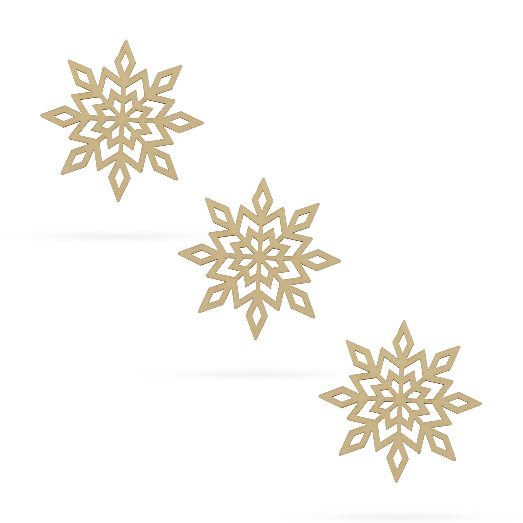 3 Snowflakes Unfinished Wooden Shapes Craft Cutouts Diy Unpainted 3d Plaques 4 Inches