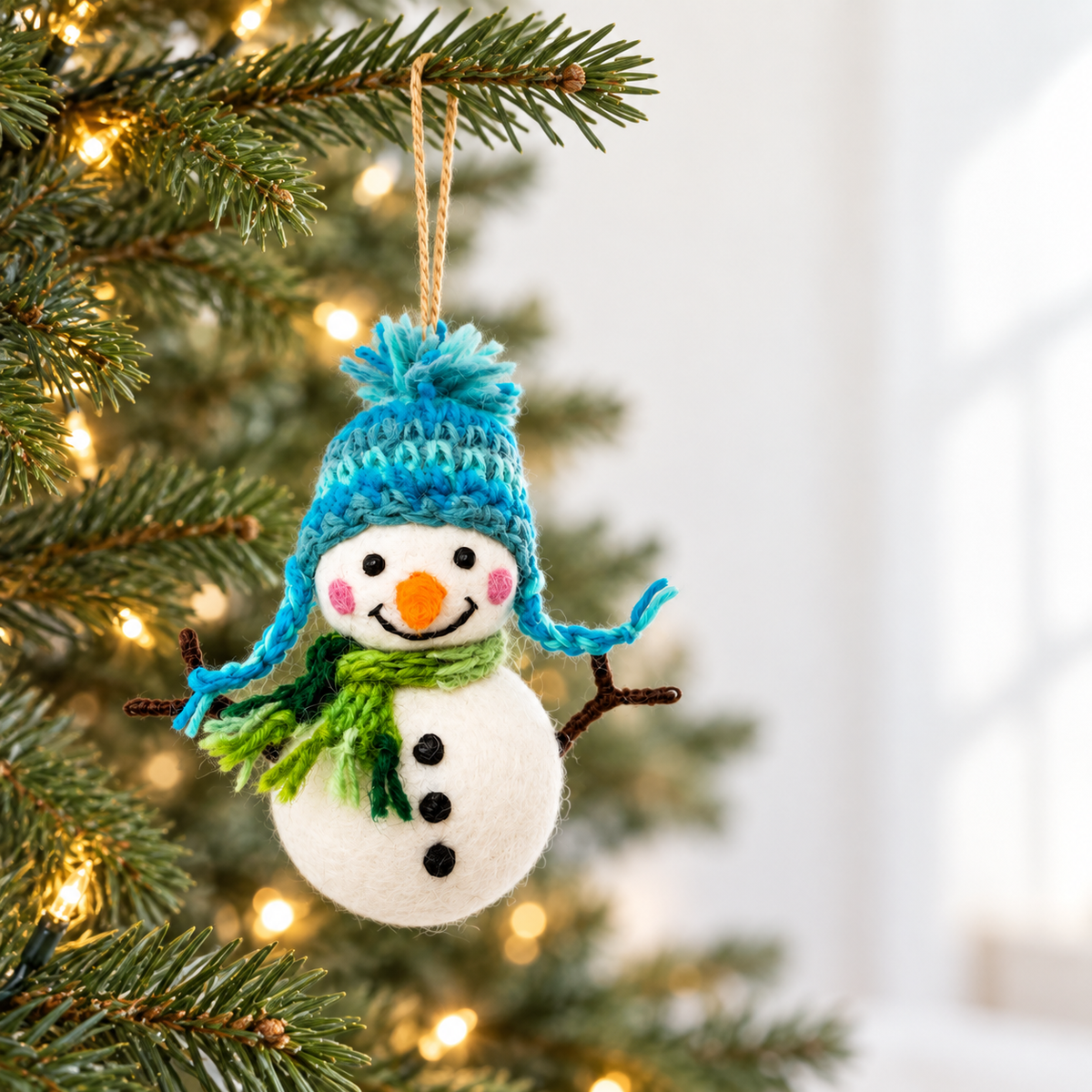 Snowman Ornament With Weaving Hat