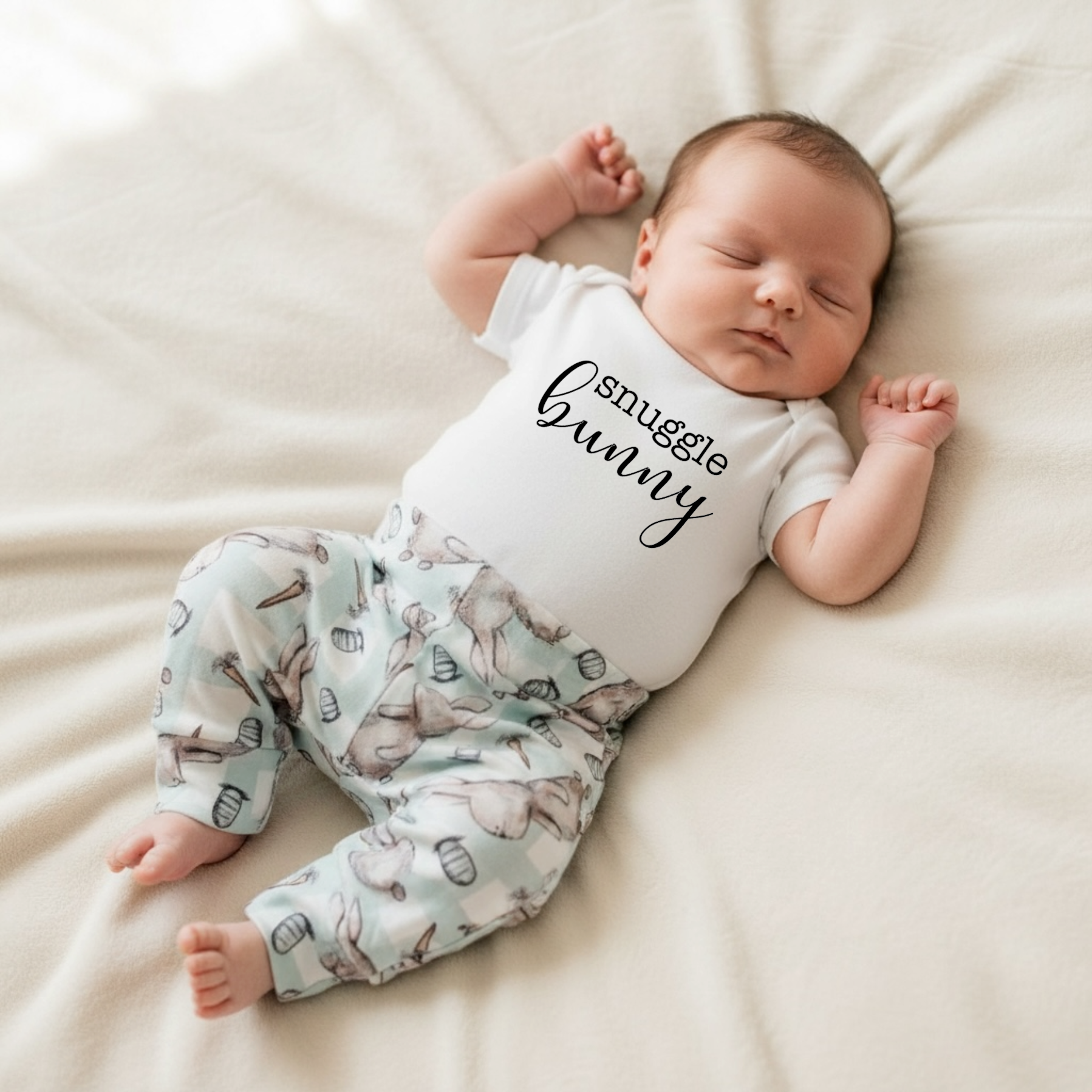 Snuggle Bunny Plaid Baby Boy Easter Joggers Outfit