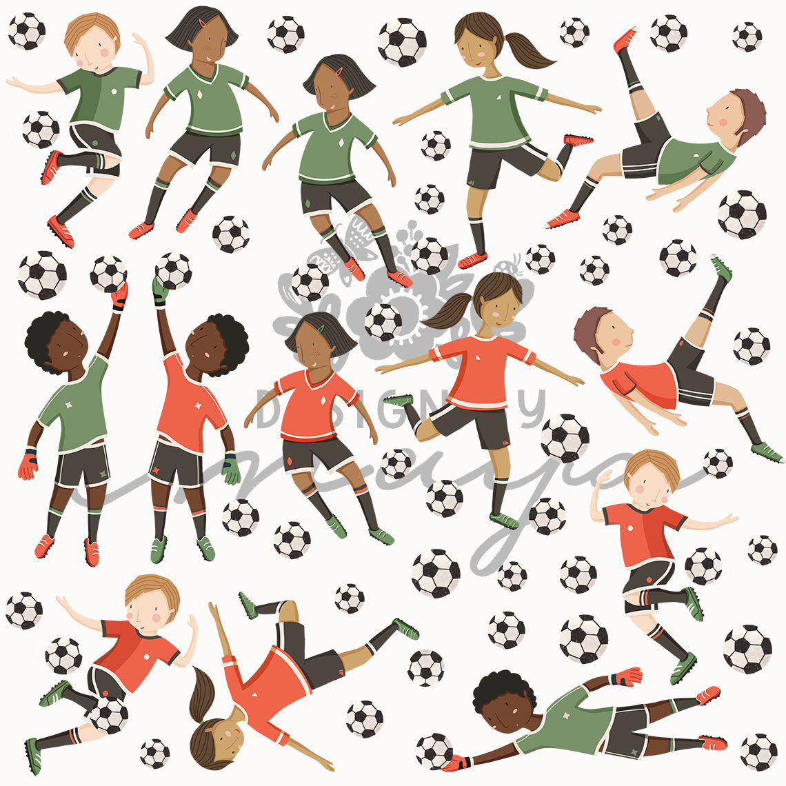 Soccer Players Decals - Fabric Nursery Wall Art Decals