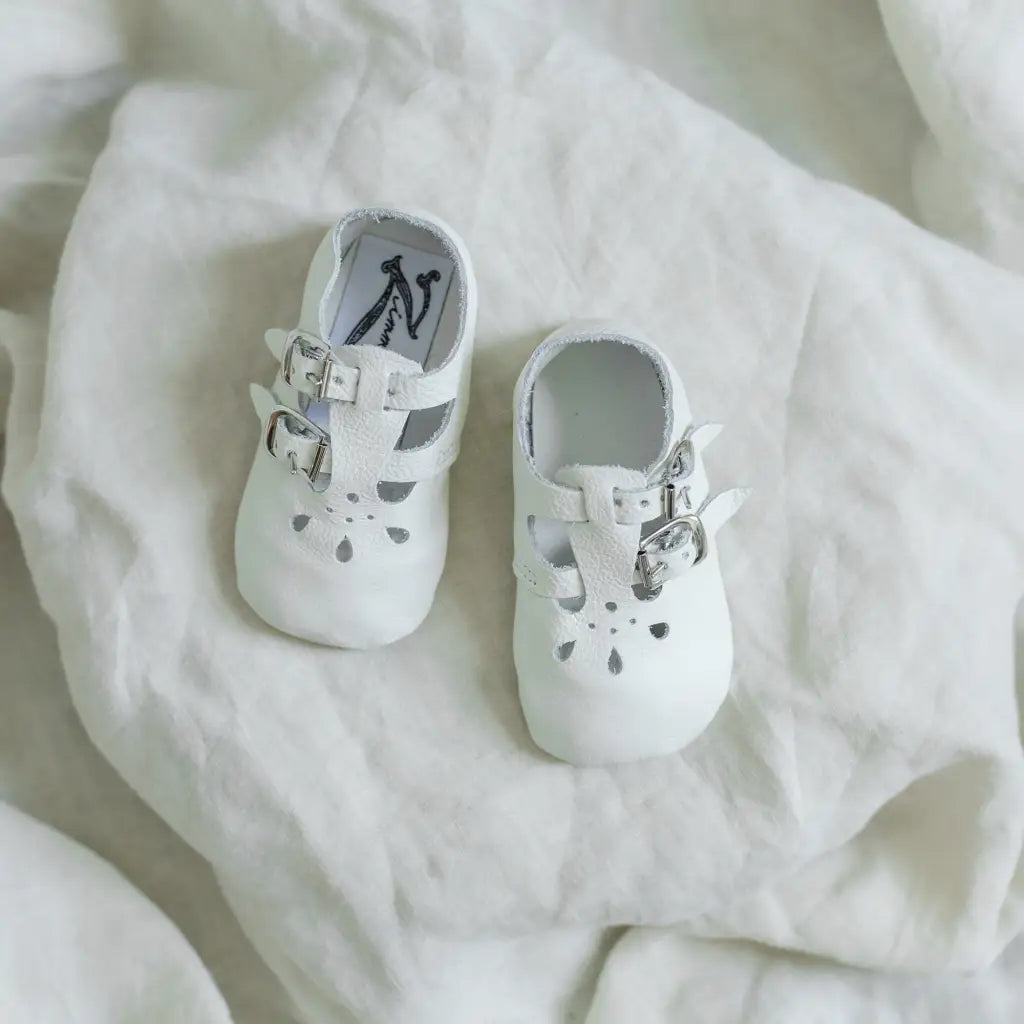 Soft Soled Double T-strap - White