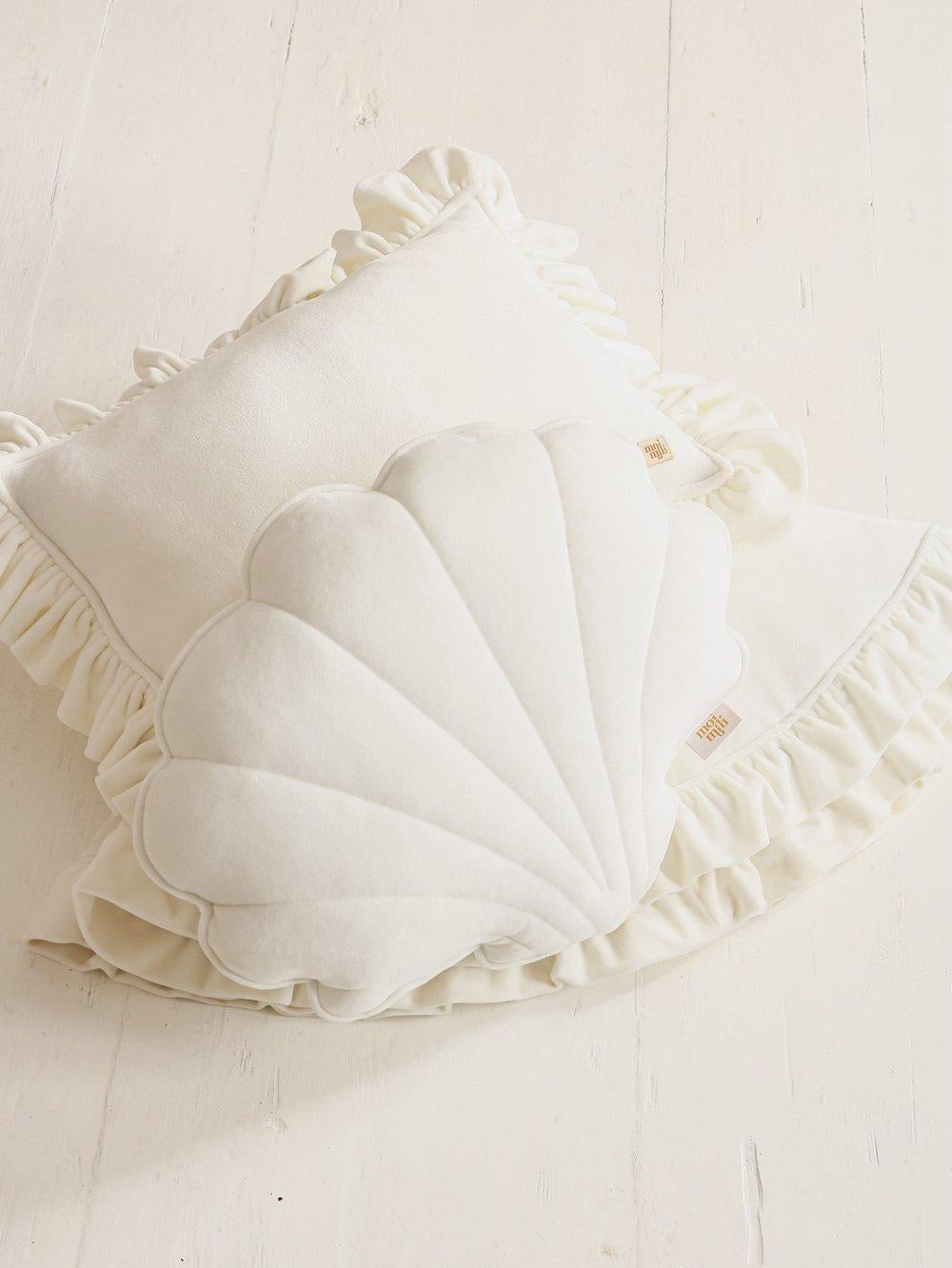 white Soft Velvet Pillow With Frill