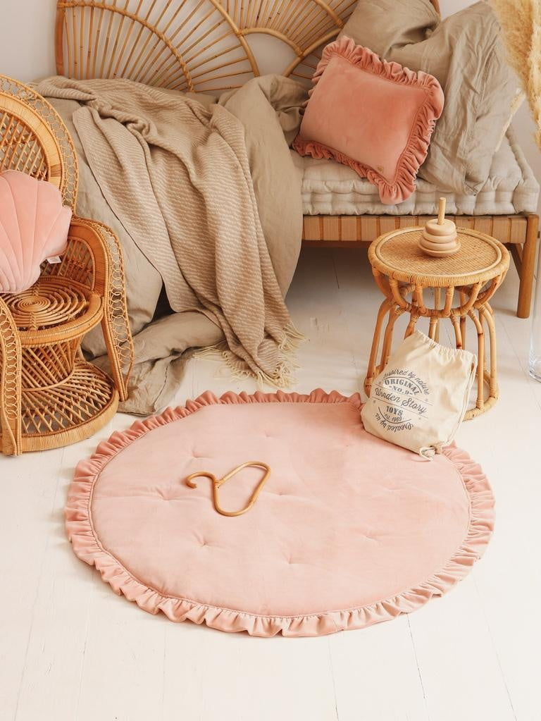 Soft Velvet Apricot Mat With Frill