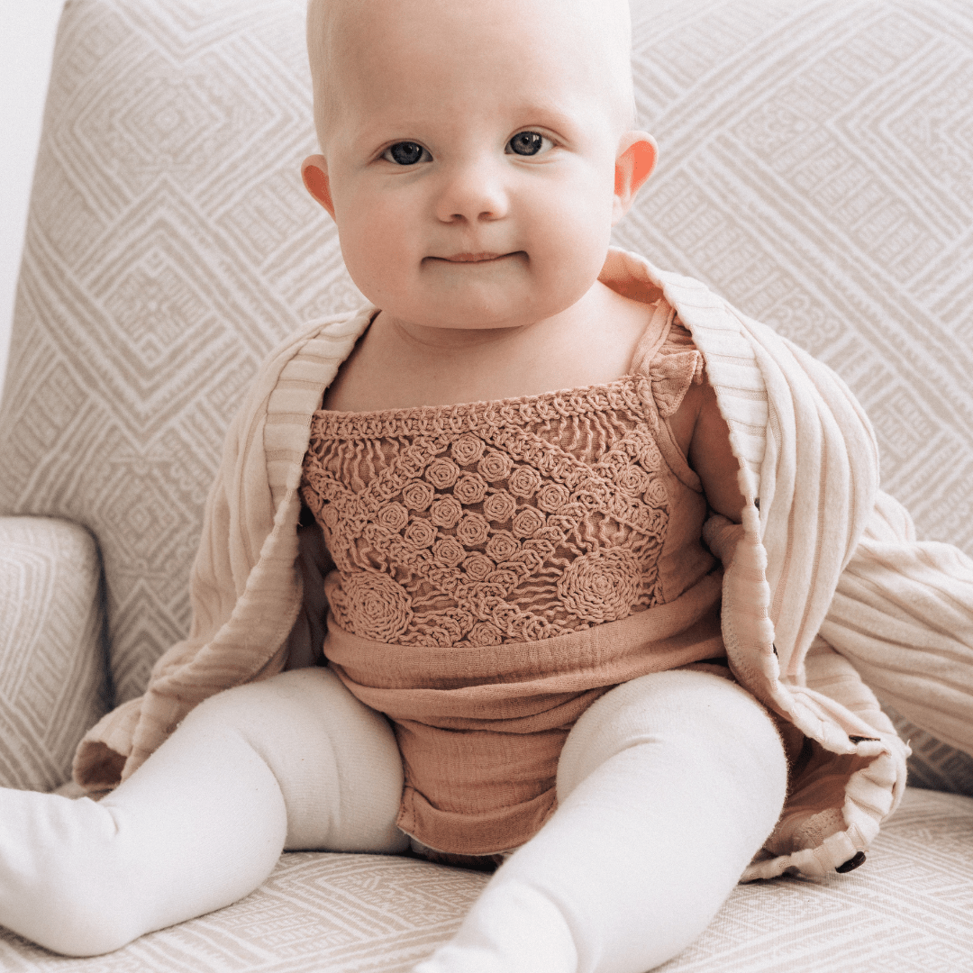 Dusty Rose Crochet Onesie - Infant