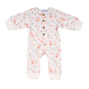 Sok | Baby Girls Ivory Waffle Cotton Floral Romper